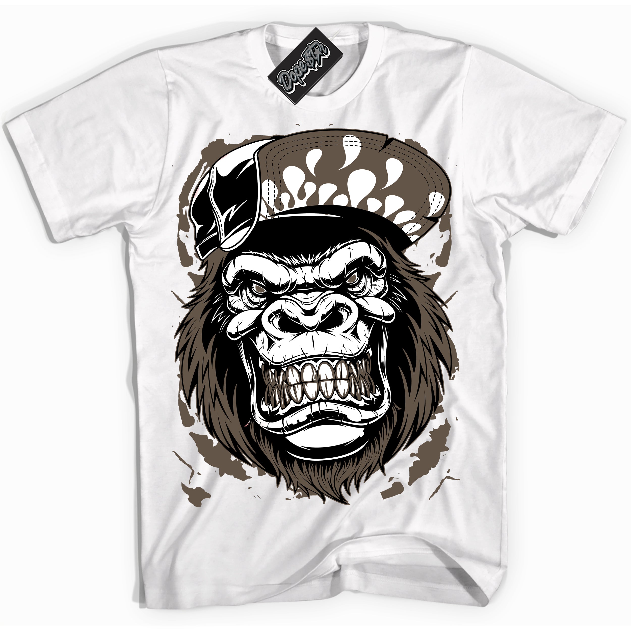 Cool White Shirt with “Gorilla Beast” design that perfectly matches the Mocha Palomino 1s Jordans.