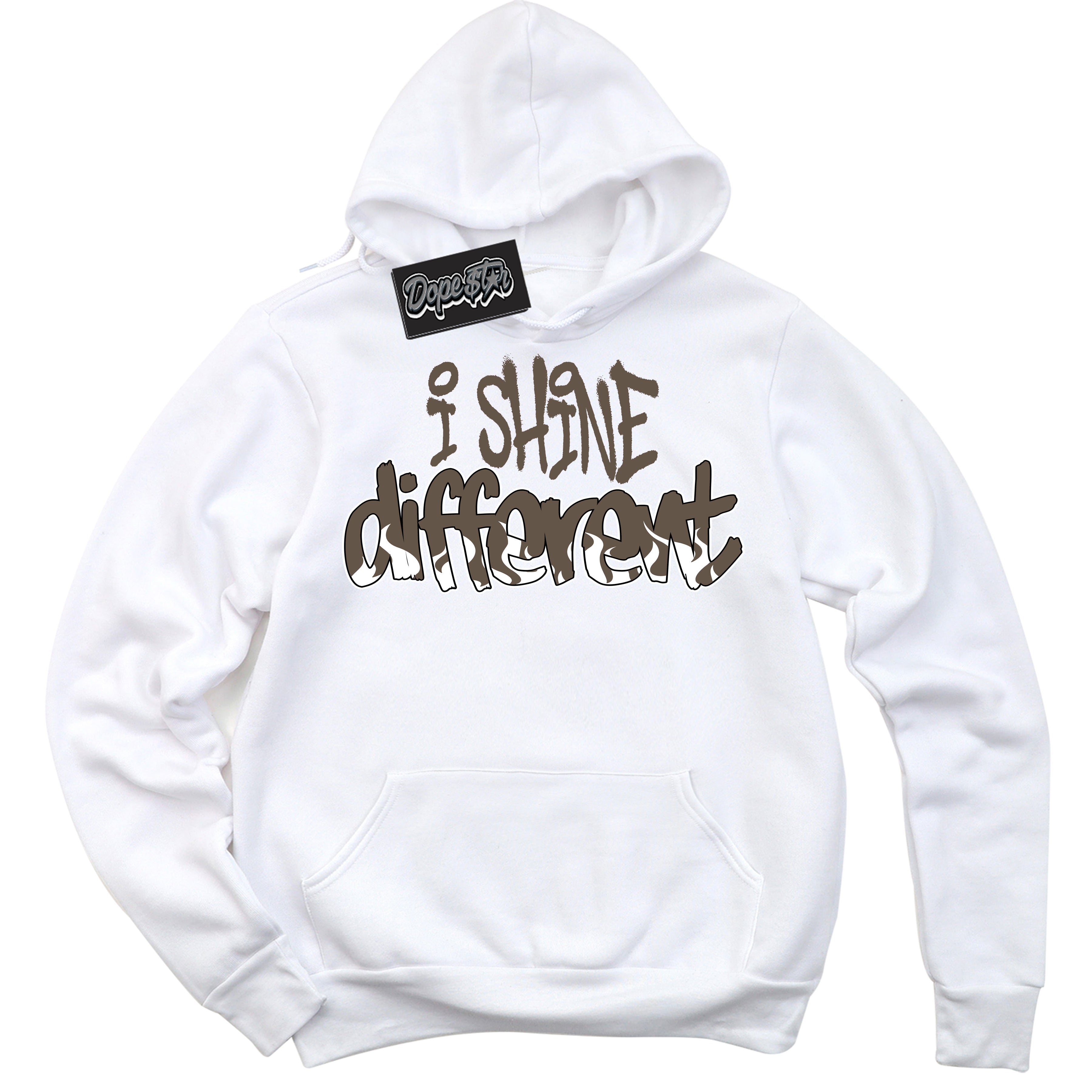 Cool White Hoodie with “I Shine Different” design that Perfectly Matches Mocha Palomino 1s Jordans.