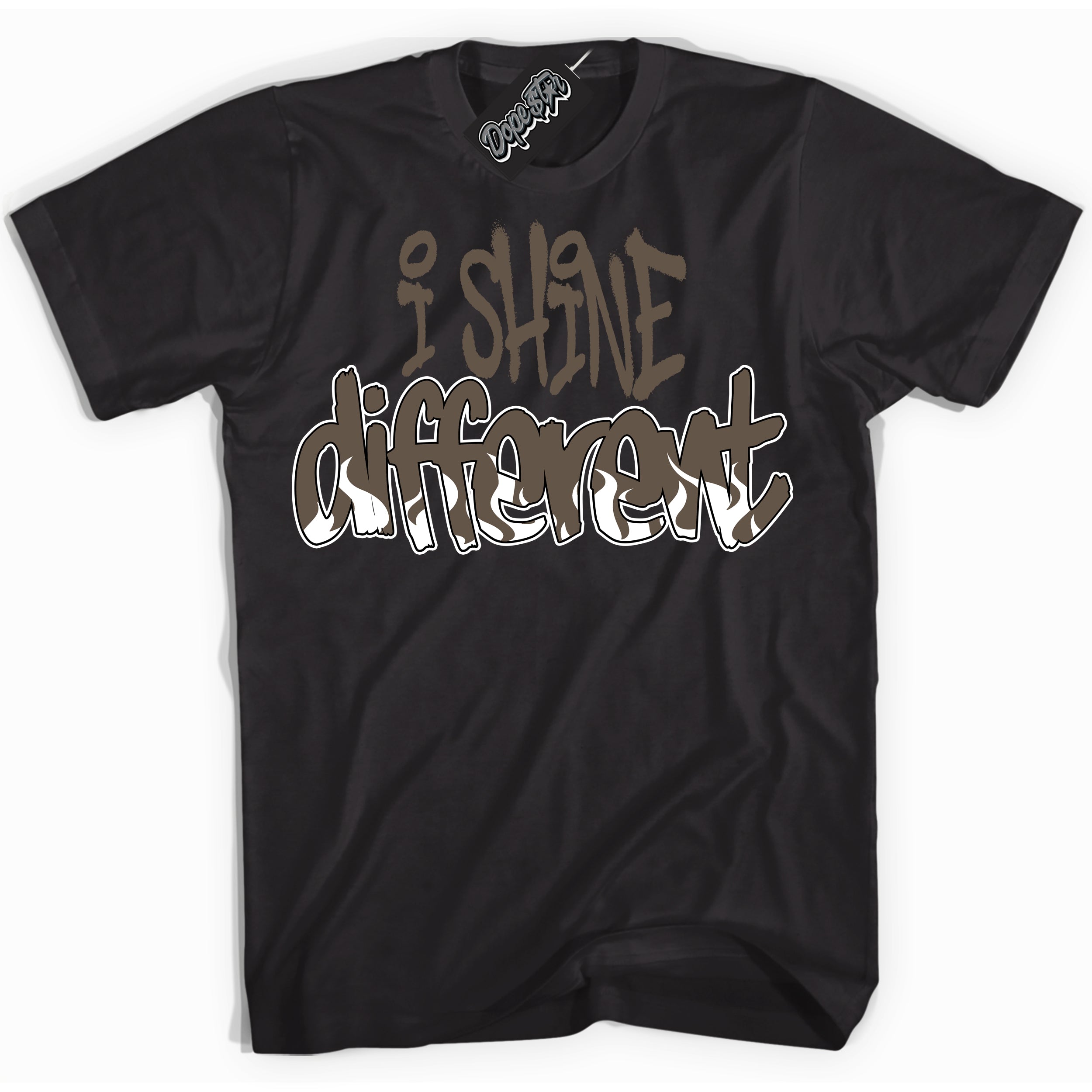 Cool Black Shirt with “I Shine Different” design that perfectly matches the Mocha Palomino 1s Jordans.