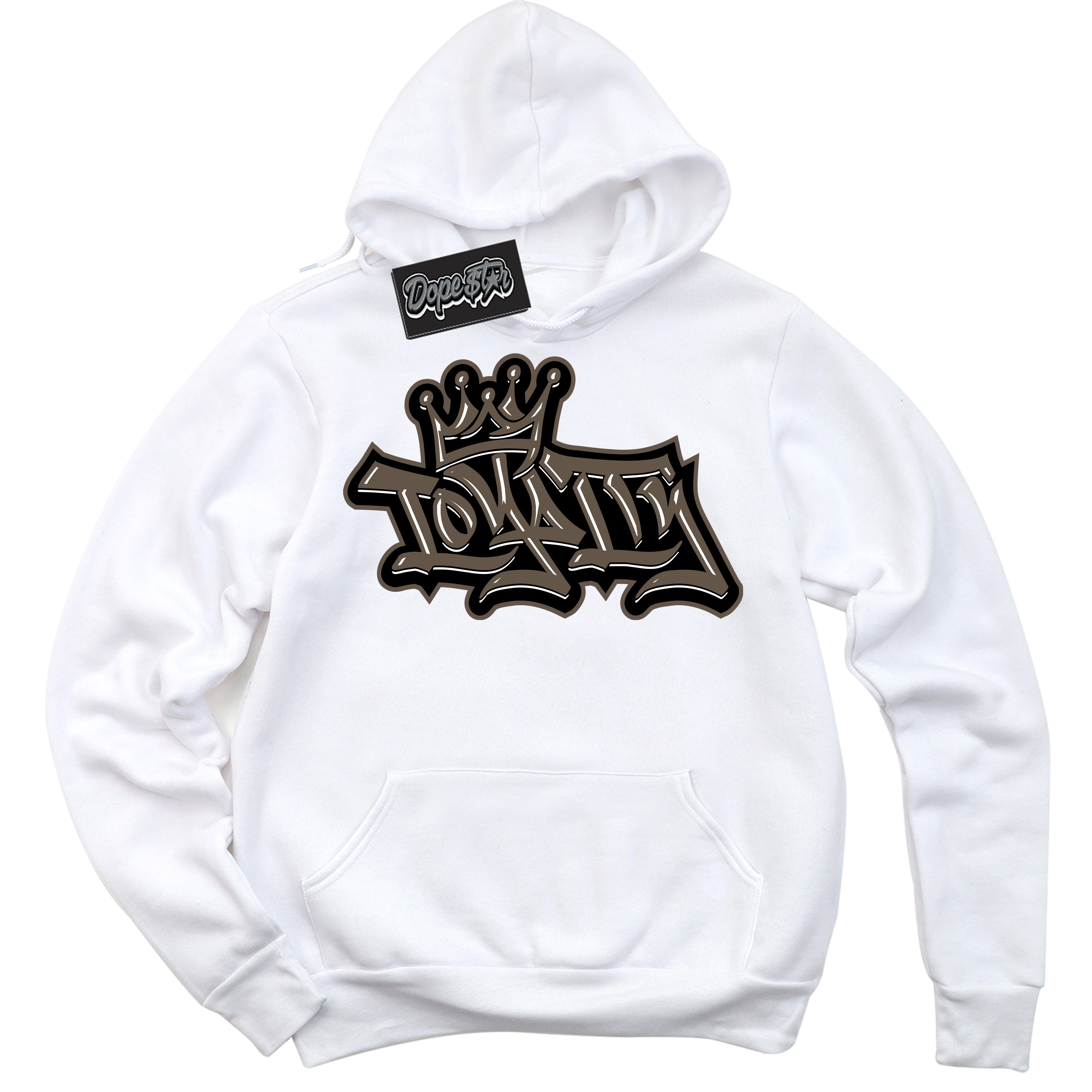 Cool White Hoodie with “Loyalty Crown” design that Perfectly Matches Mocha Palomino 1s Jordans.