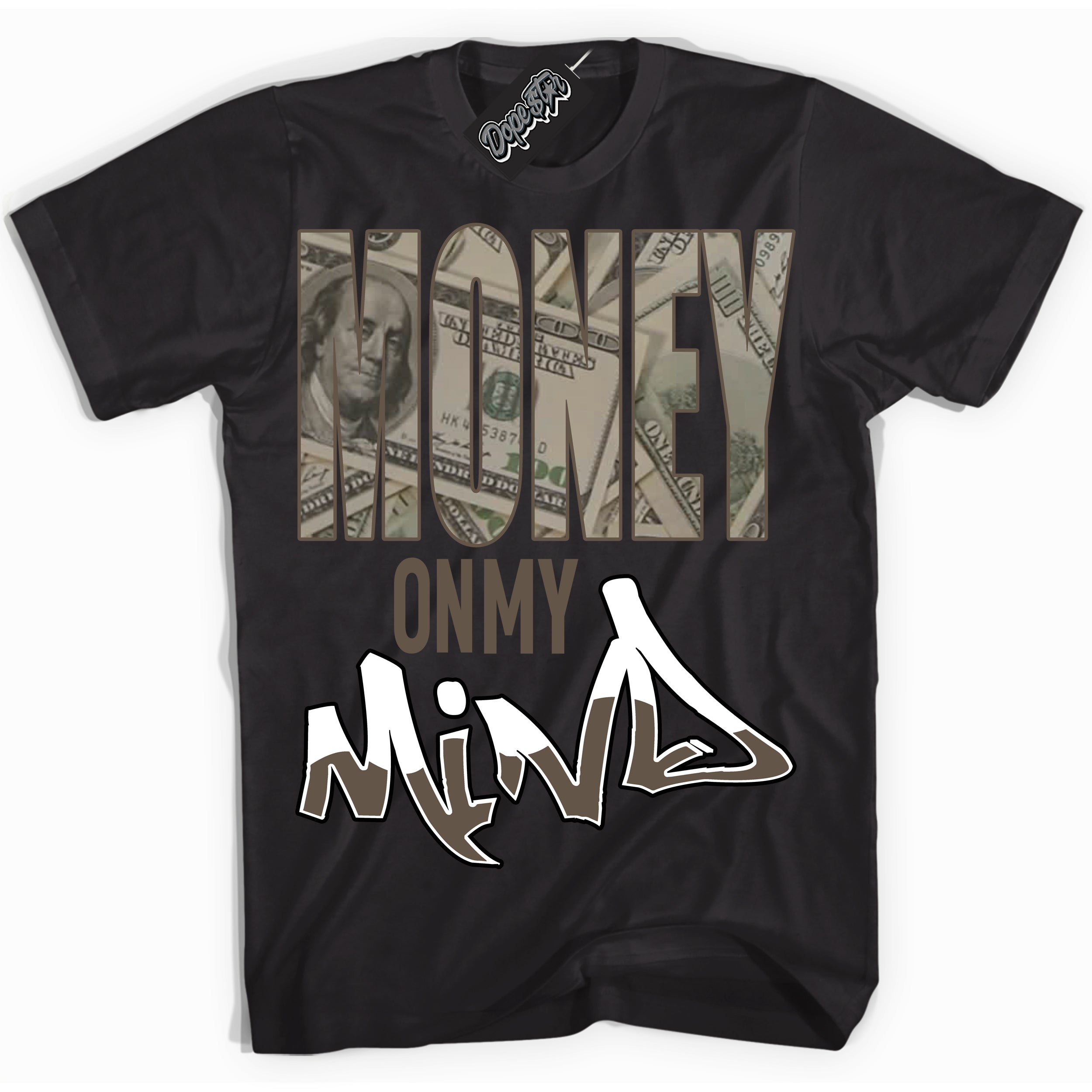 Cool Black Shirt with “Money On My Mind” design that perfectly matches the Mocha Palomino 1s Jordans.