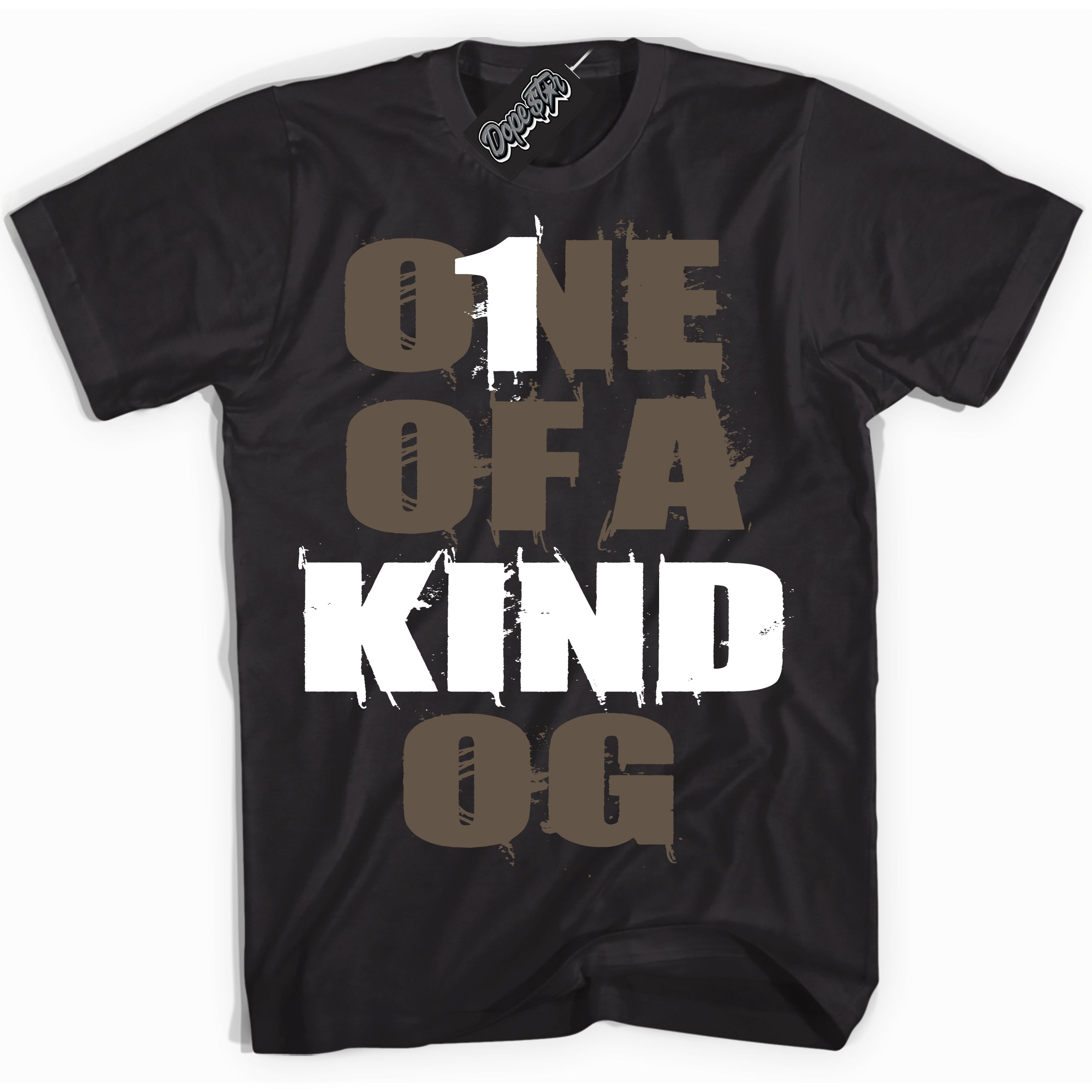 Cool Black Shirt with “One Of A Kind” design that perfectly matches the Mocha Palomino 1s Jordans.