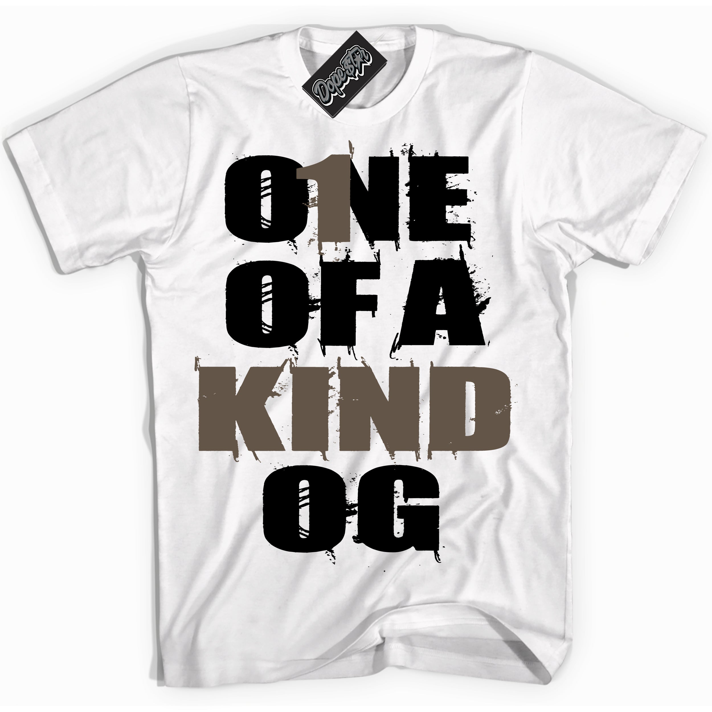 Cool White Shirt with “One Of A Kind” design that perfectly matches the Mocha Palomino 1s Jordans.