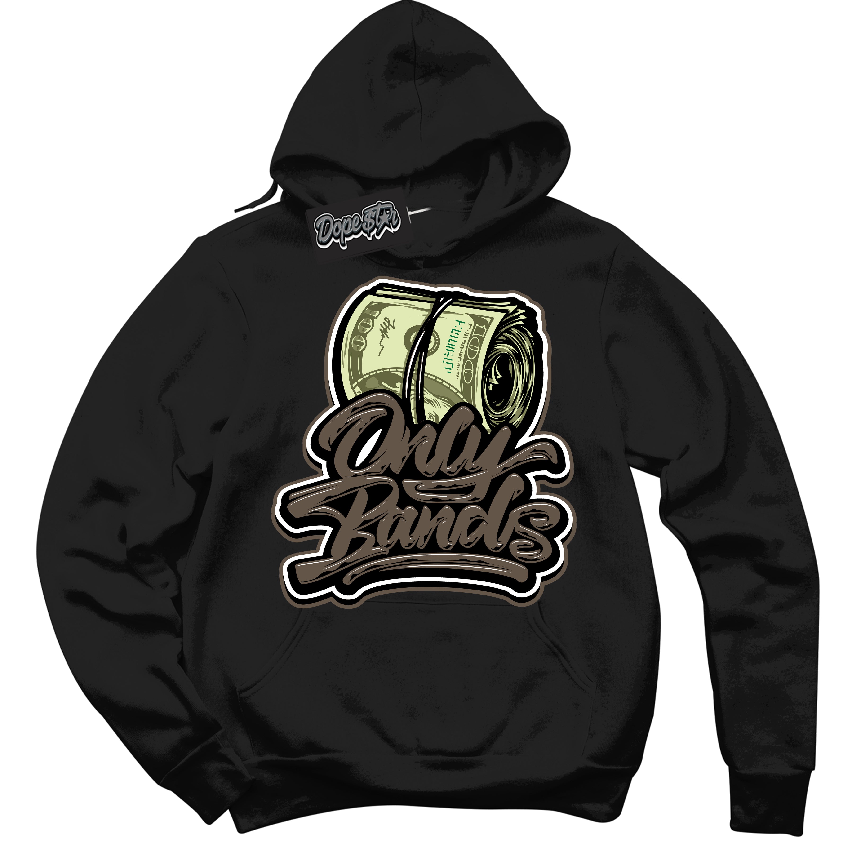 Cool Black Hoodie with “Only Bands” design that Perfectly Matches Mocha Palomino 1s Jordans.