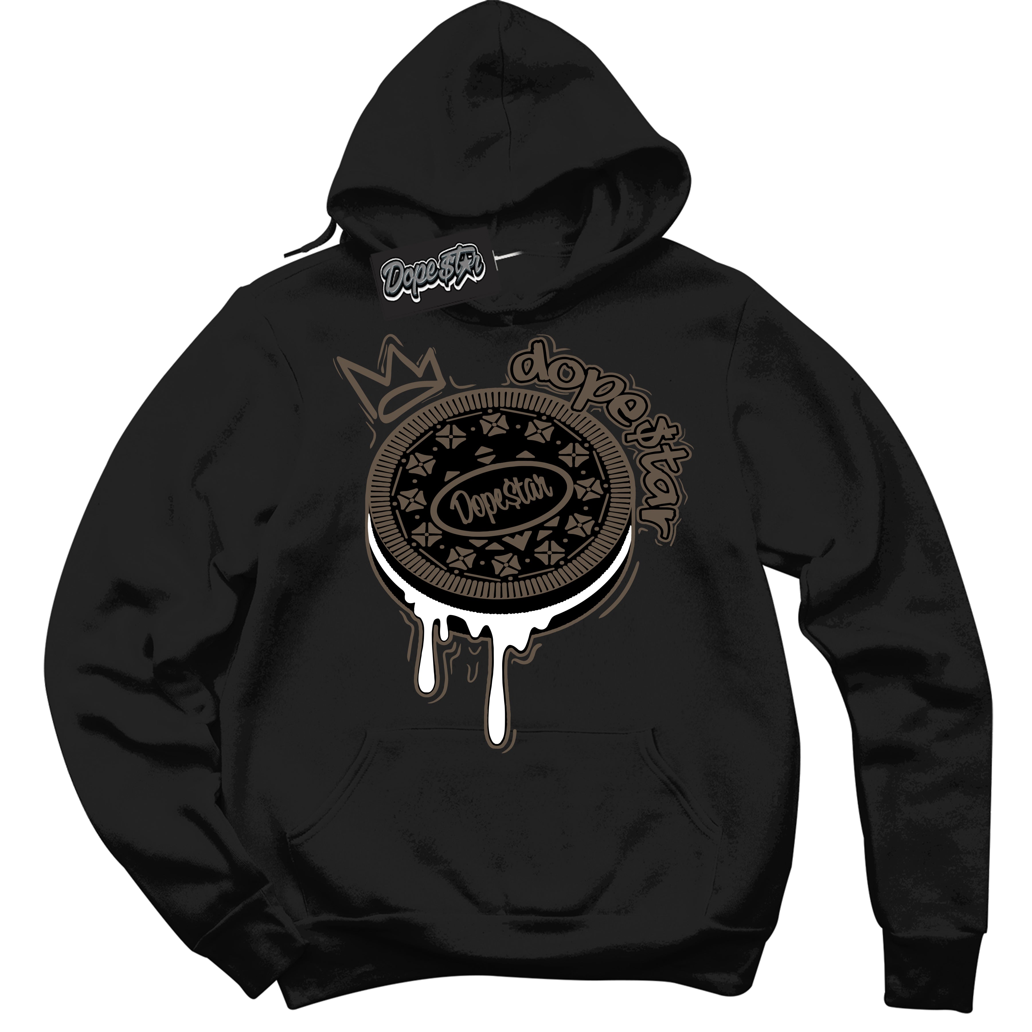 Cool Black Hoodie with “Oreo DS” design that Perfectly Matches Mocha Palomino 1s Jordans.