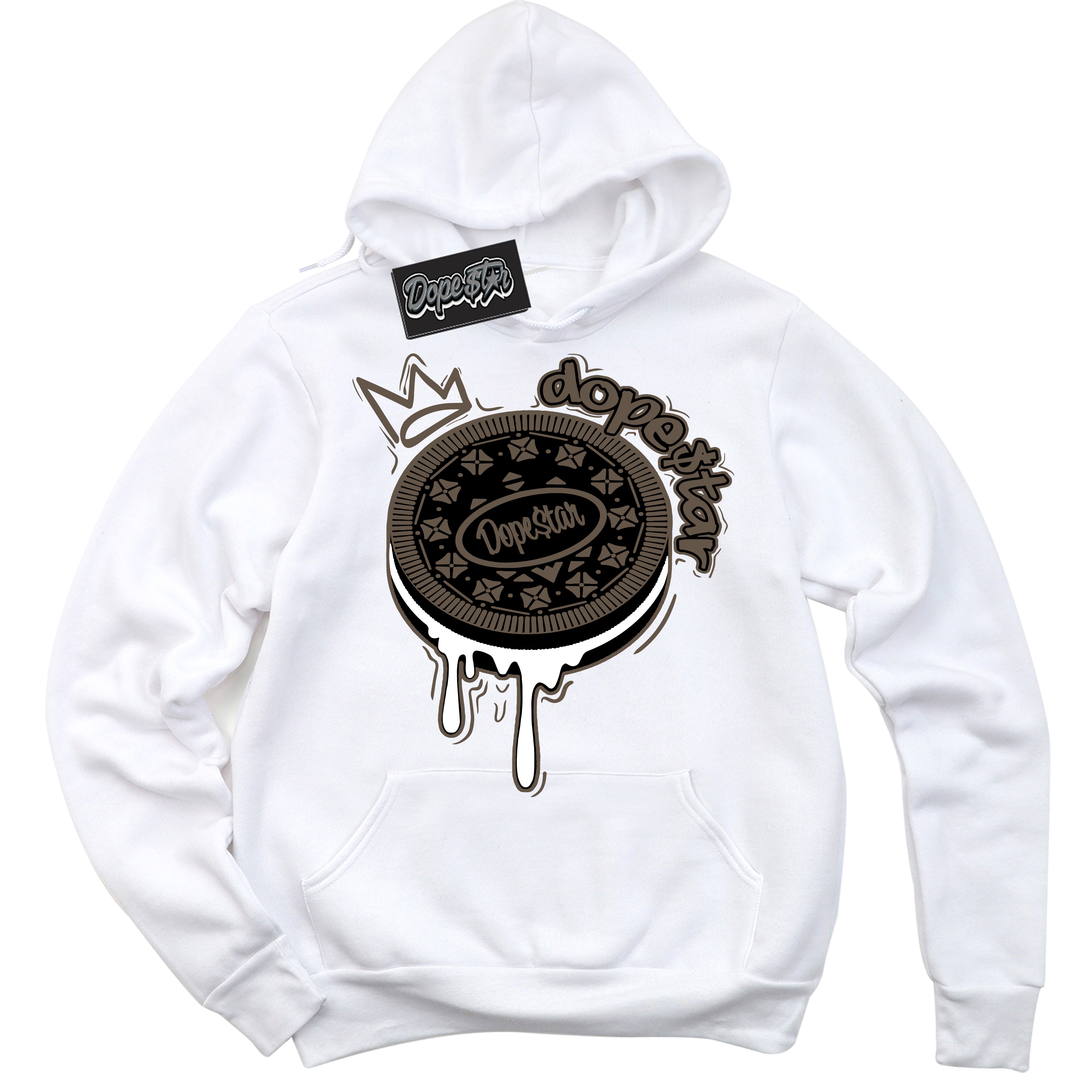 Cool White Hoodie with “Oreo DS” design that Perfectly Matches Mocha Palomino 1s Jordans.