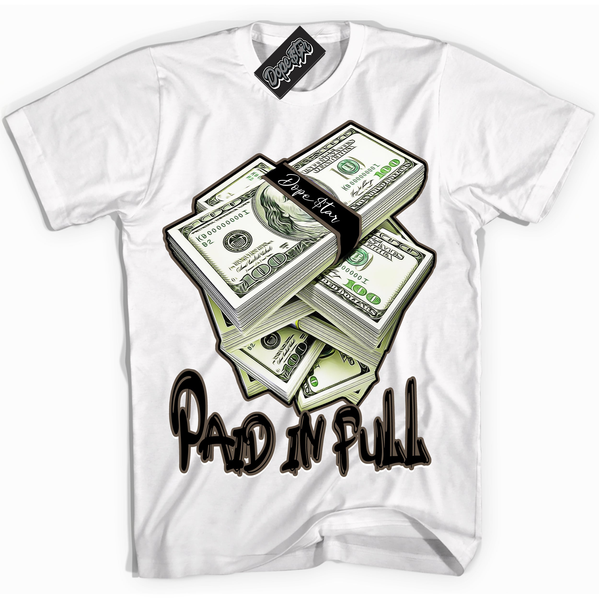 Cool White Shirt with “Paid In Full” design that perfectly matches the Mocha Palomino 1s Jordans.