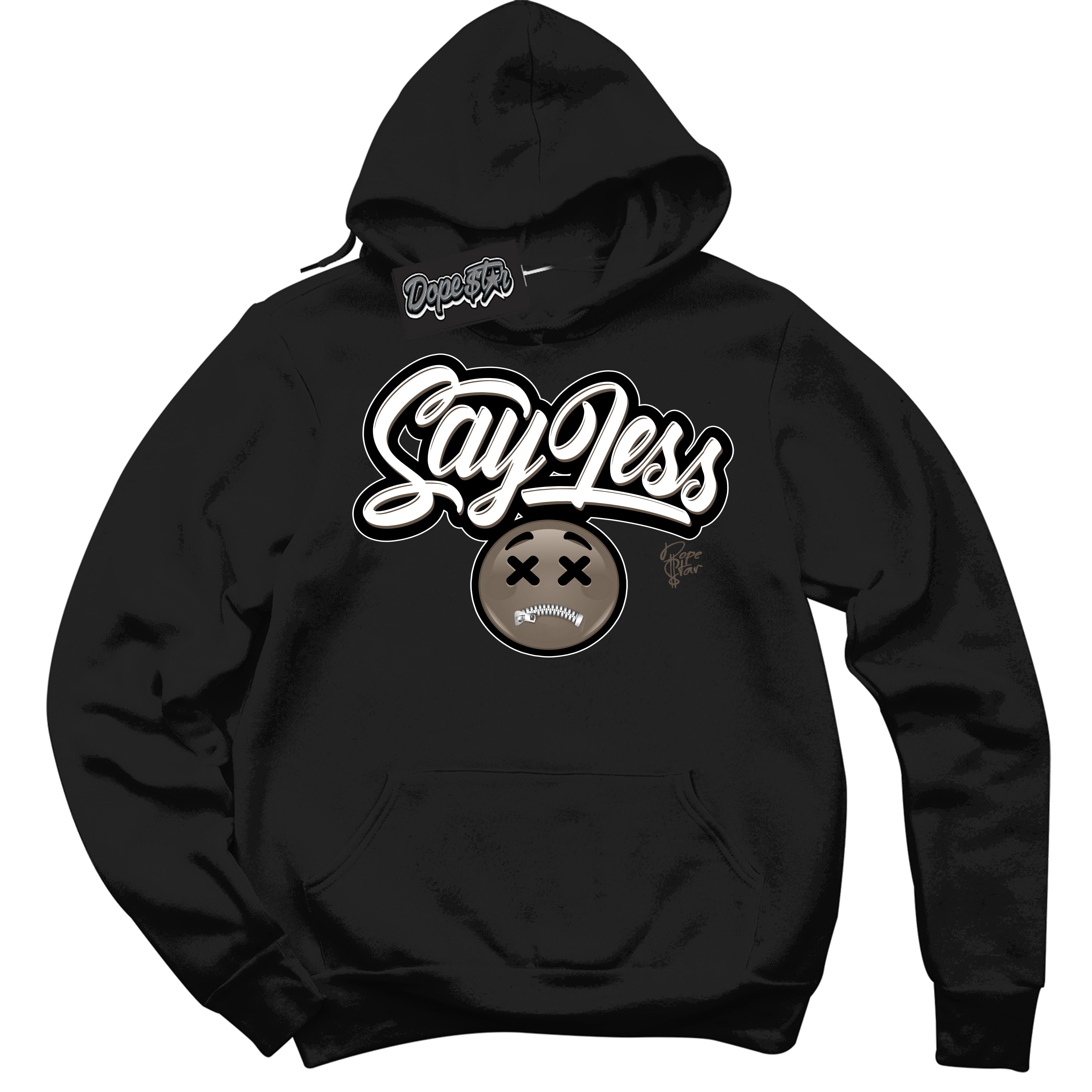 Cool Black Hoodie with “Say Less” design that Perfectly Matches Mocha Palomino 1s Jordans.