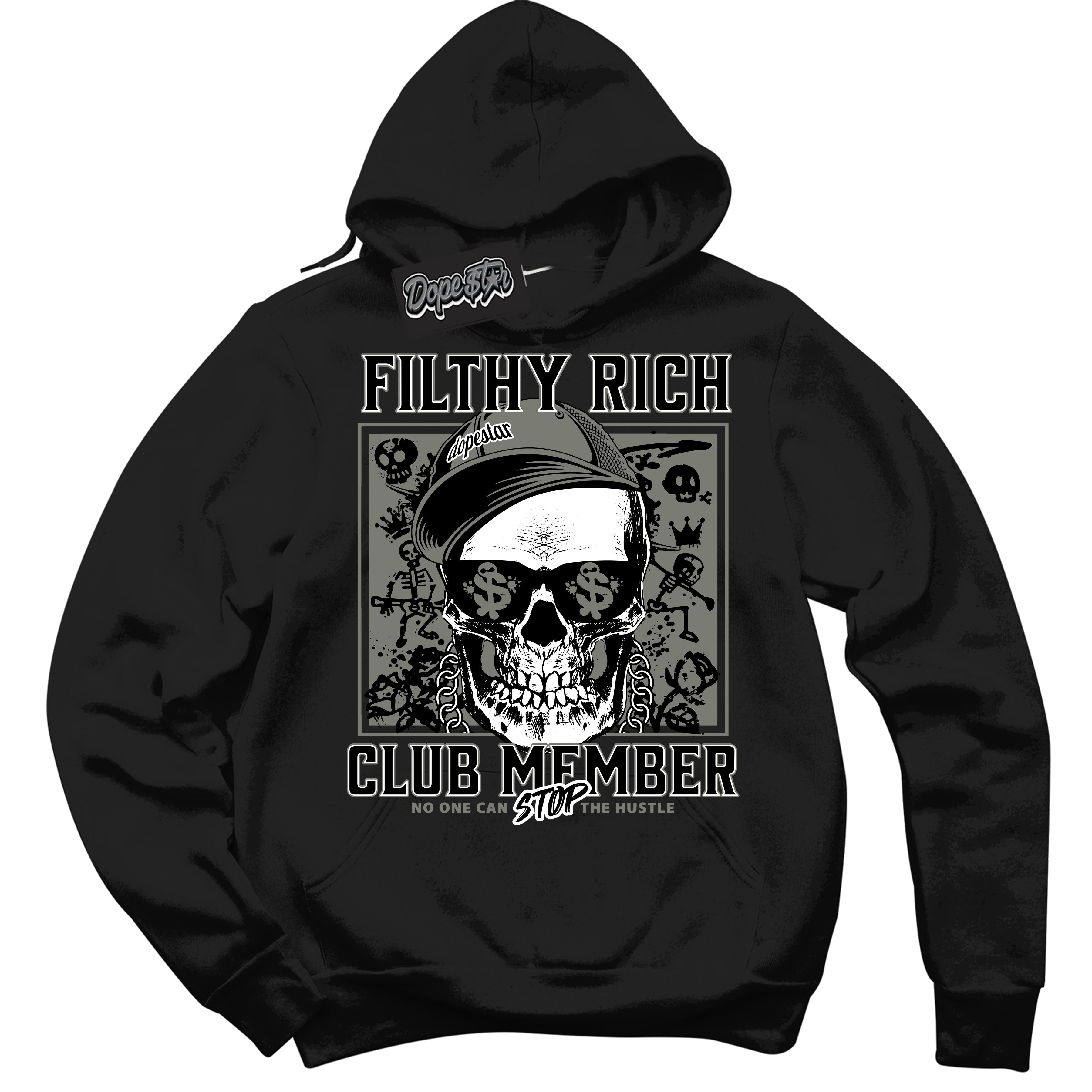 Cool Black Hoodie with “ Filthy Rich ”  design that Perfectly Matches Shadow 1s Sneakers.