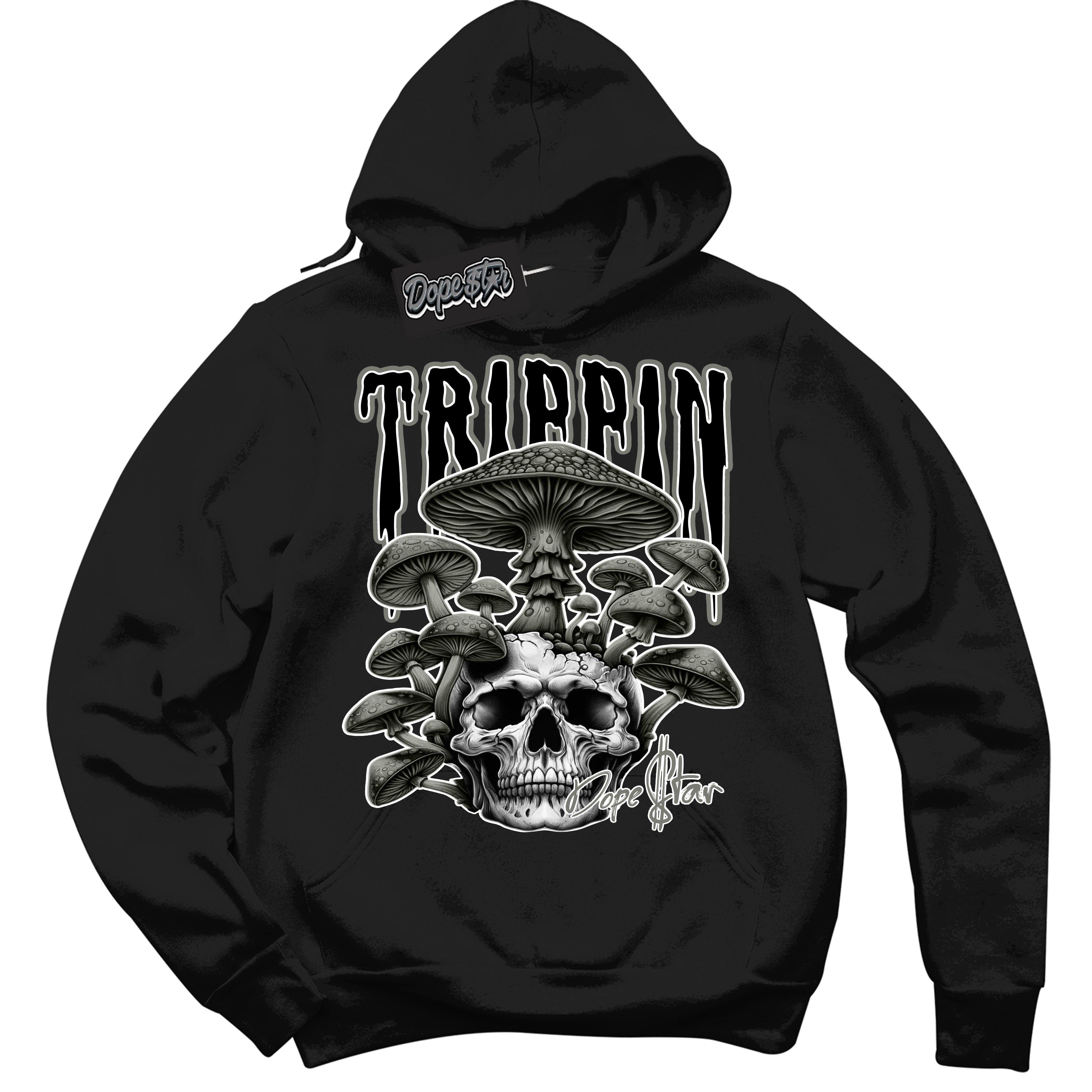 Cool Black Hoodie with “Trippin” design that Perfectly Matches OG Shadow 1s Sneakers.