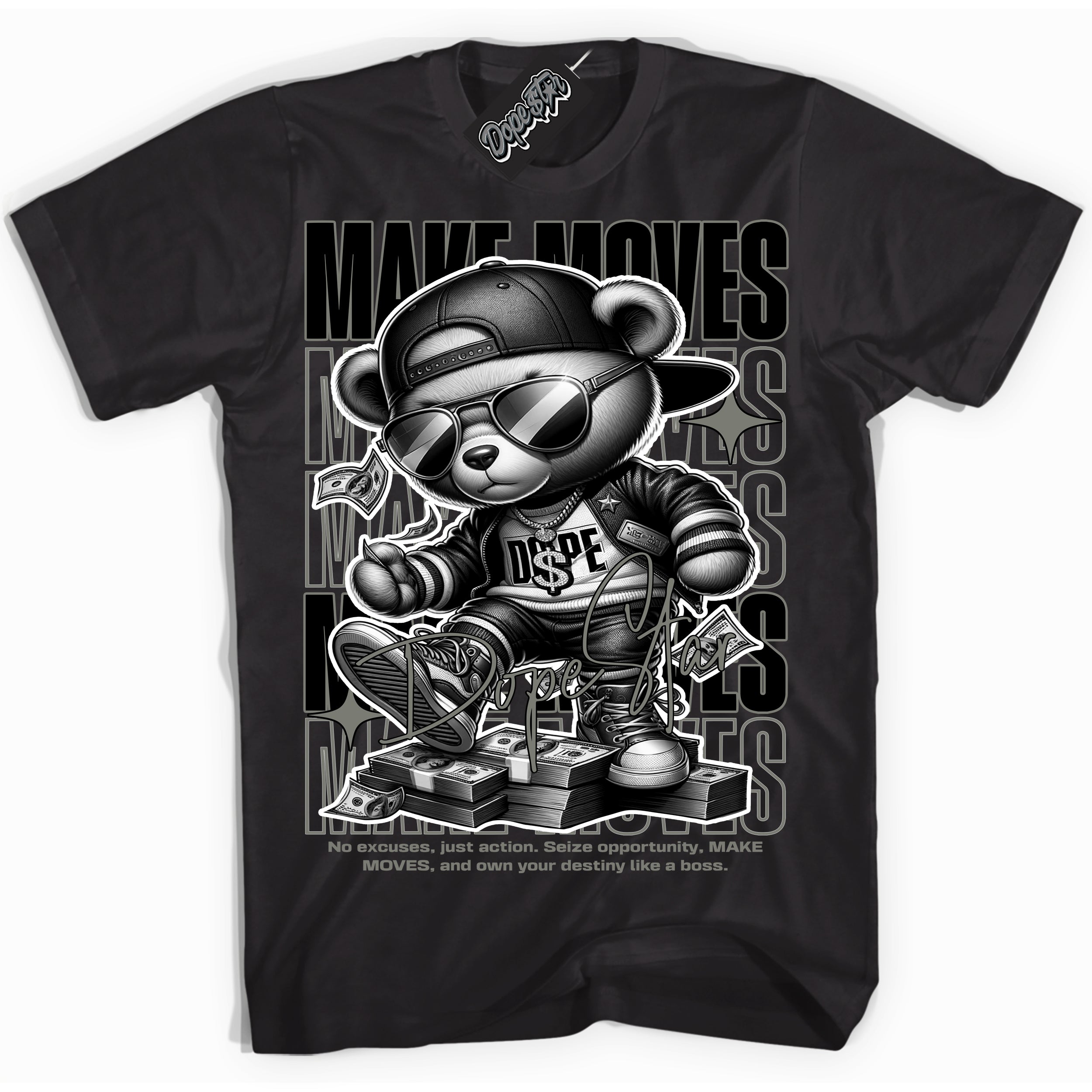 Cool Black Shirt with “ Makin Moves” design that perfectly matches Shadow 1s Sneakers.