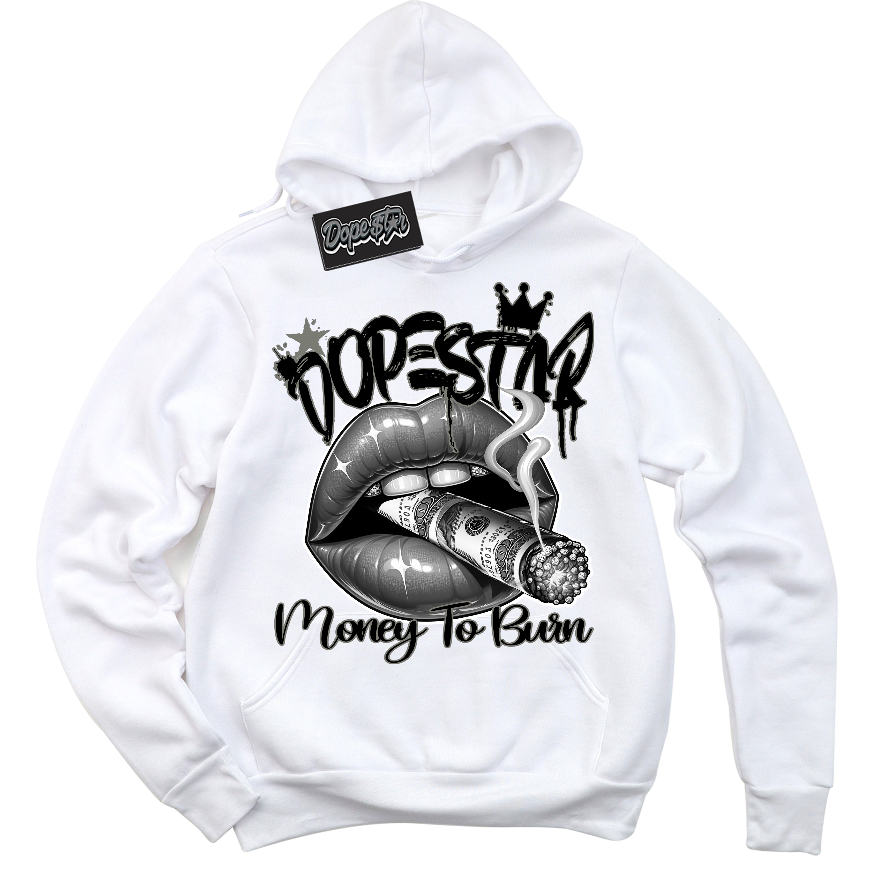 Cool White Hoodie with “ Money To Burn ”  design that Perfectly Matches Shadow 1s Sneakers.