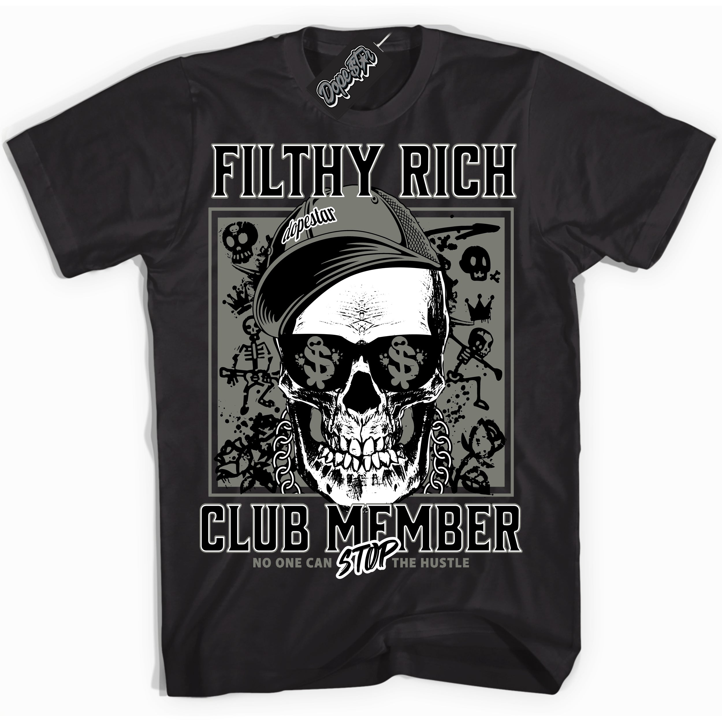 Cool Black Shirt with “ Filthy Rich” design that perfectly matches Shadow 1s Sneakers.