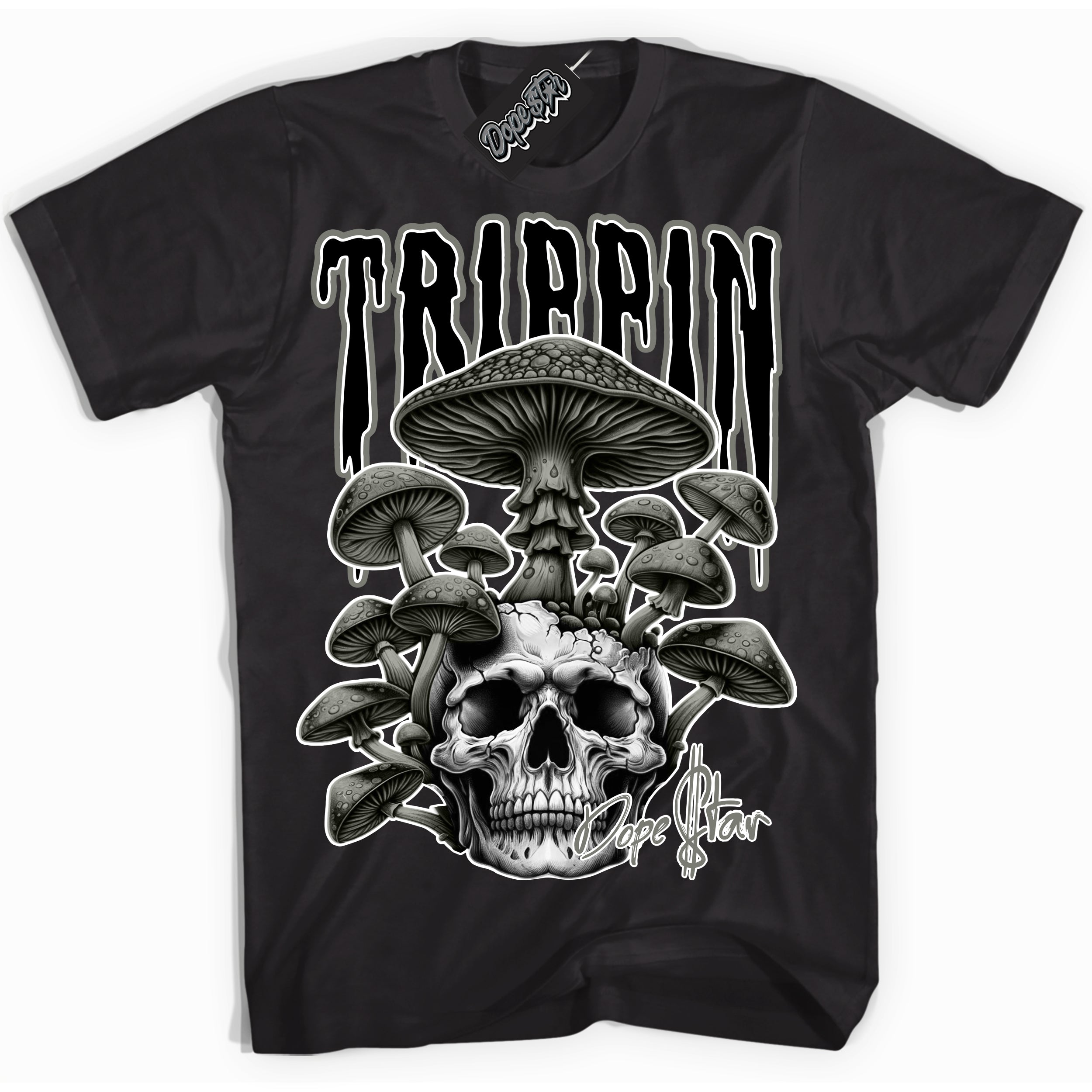 Cool Black Shirt with “Trippin” design that perfectly matches the OG Shadow 1s Sneakers.