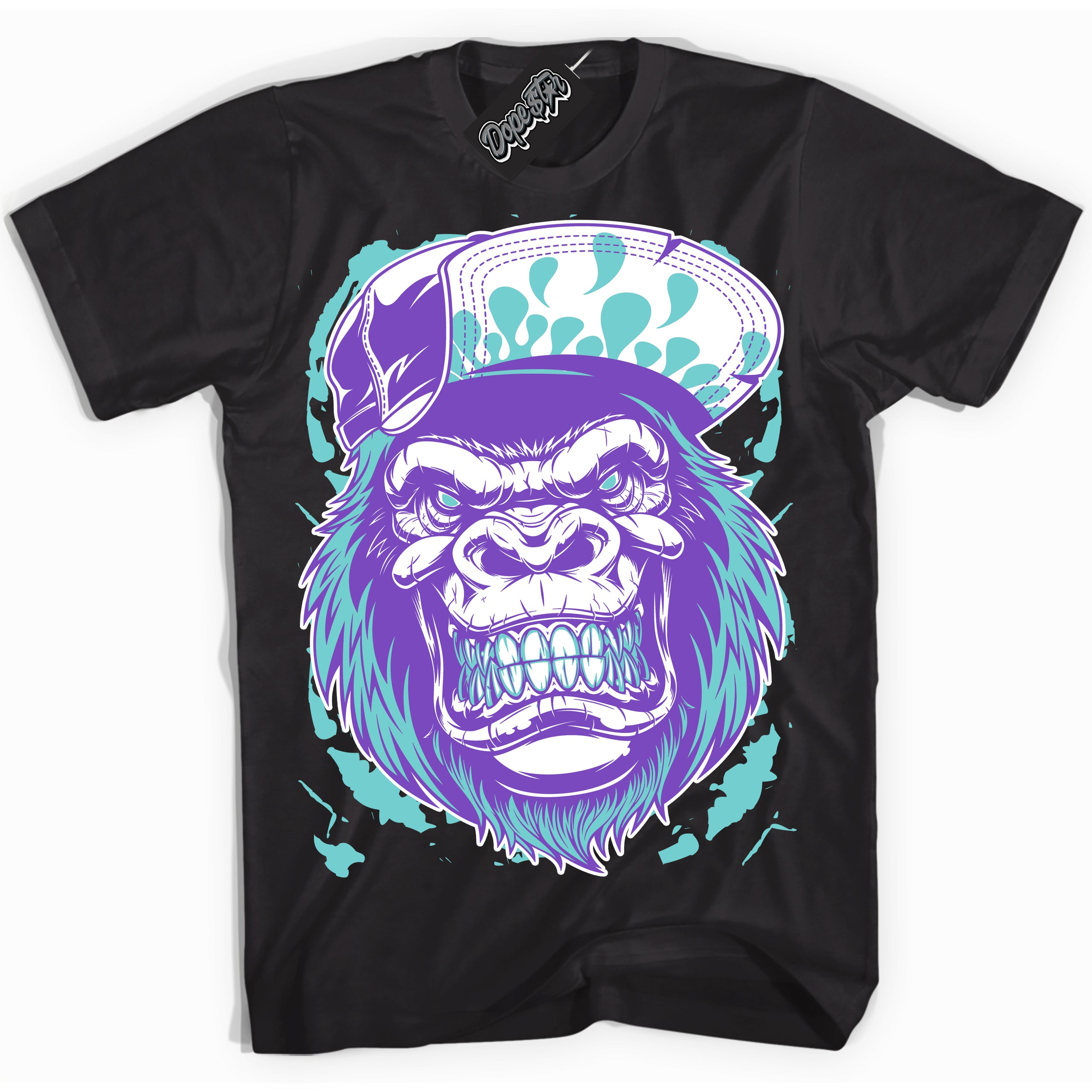 Cool Black Shirt with “Gorilla Beast” design that perfectly matches the Psychic Purple Hyper Jade 1s Jordans.