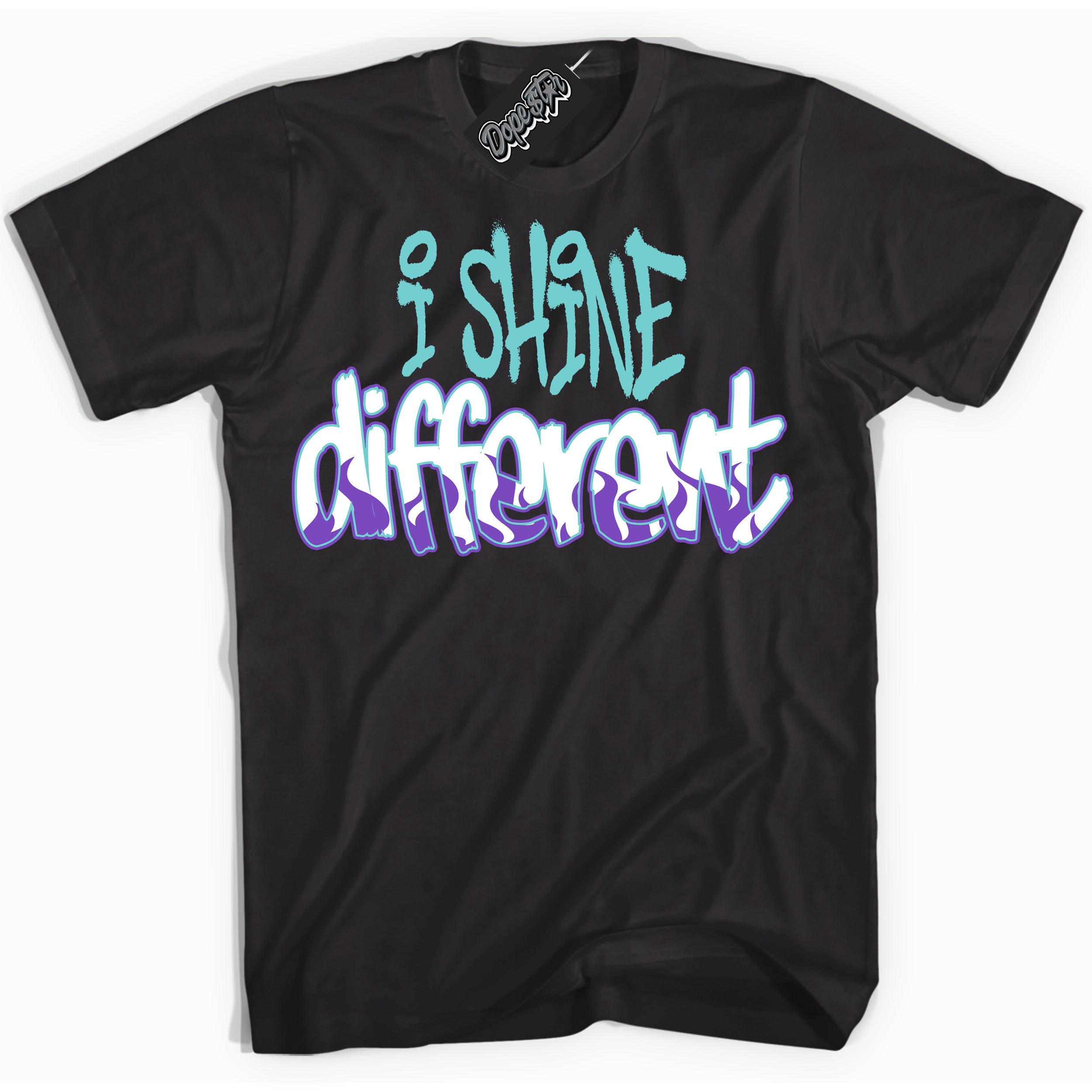 Cool Black Shirt with “I Shine Different” design that perfectly matches the Psychic Purple Hyper Jade 1s Jordans.