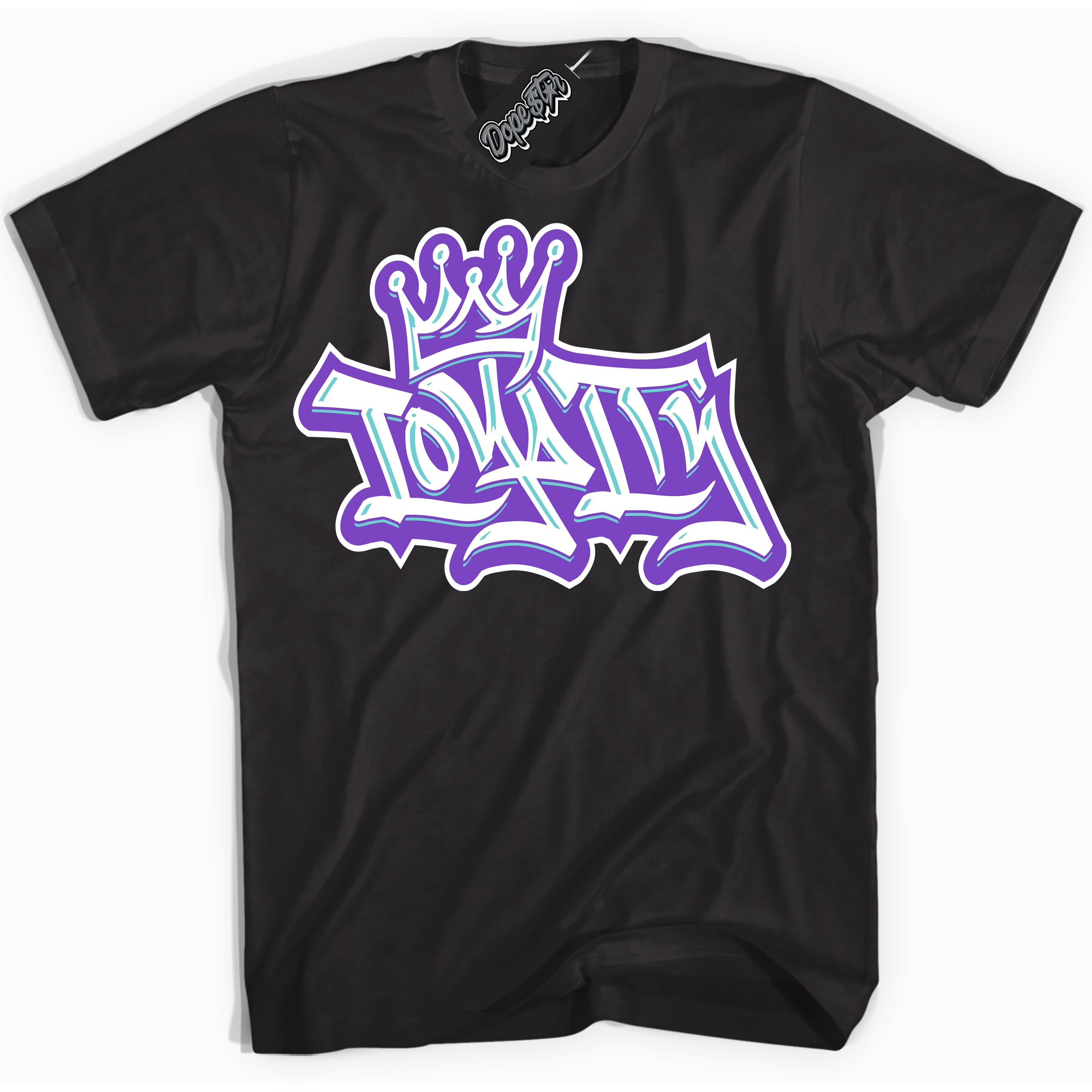 Cool Black Shirt with “Loyalty Crown” design that perfectly matches the Psychic Purple Hyper Jade 1s Jordans.