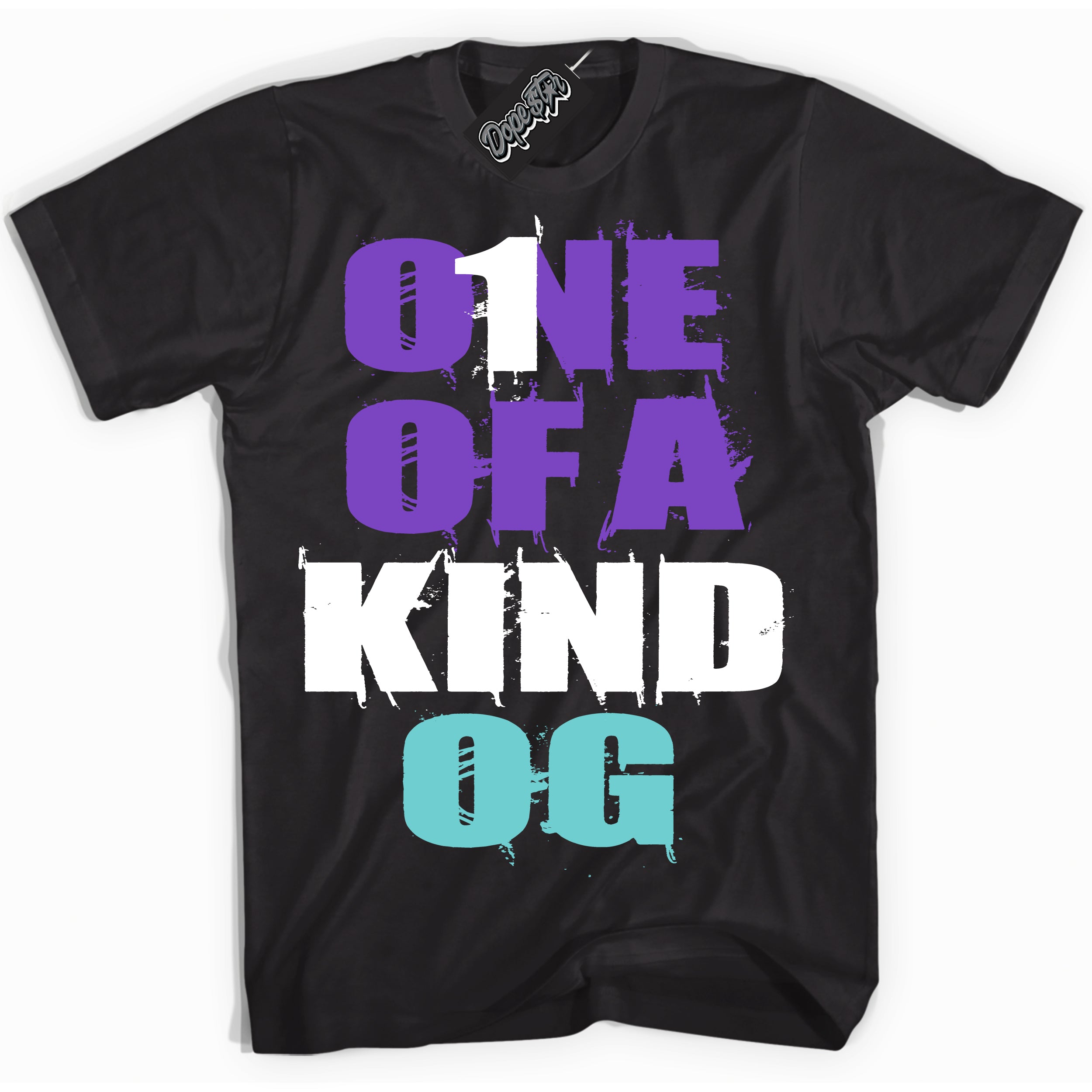 Cool Black Shirt with “One Of A Kind” design that perfectly matches the Psychic Purple Hyper Jade 1s Jordans.