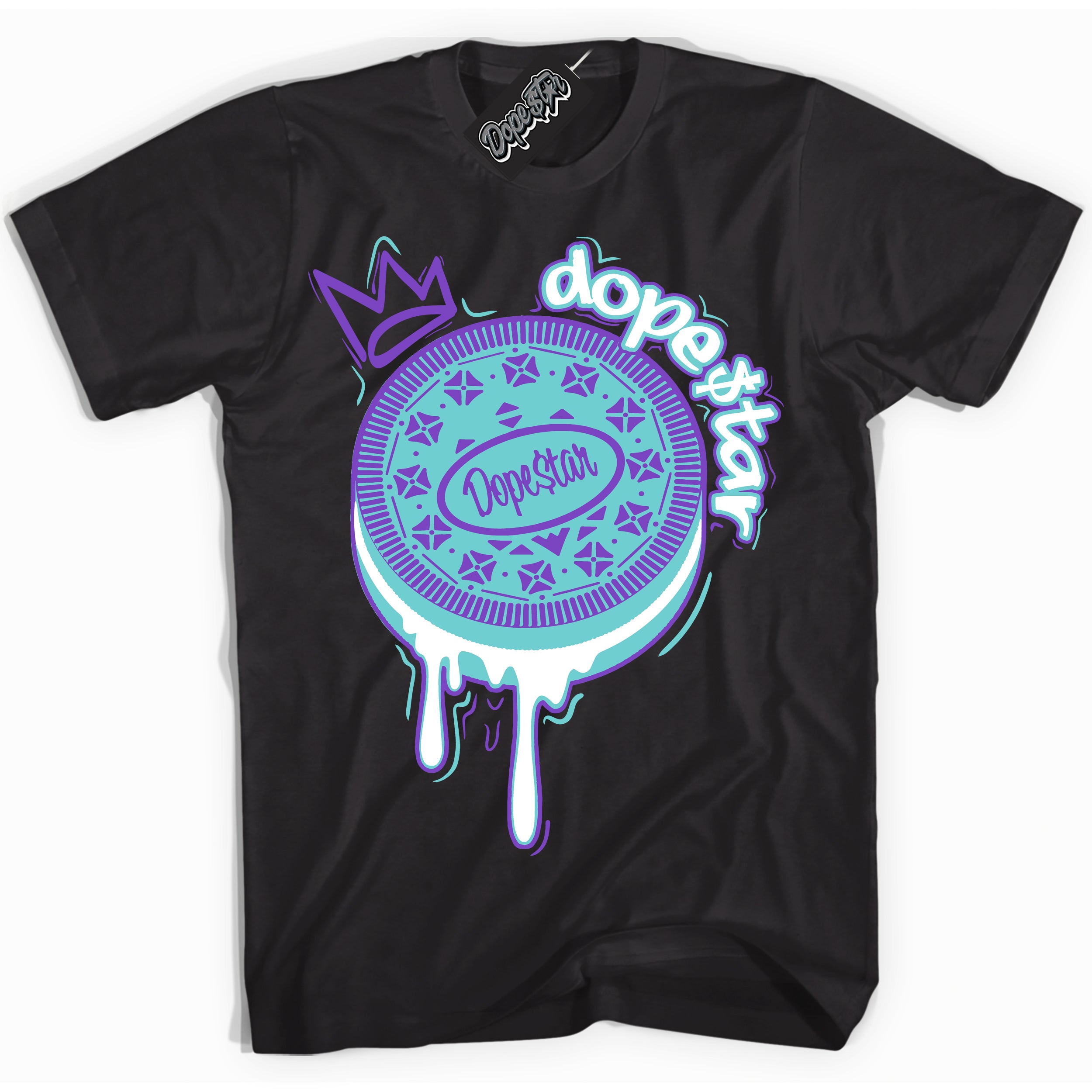 Cool Black Shirt with “Oreo DS” design that perfectly matches the Psychic Purple Hyper Jade 1s Jordans.