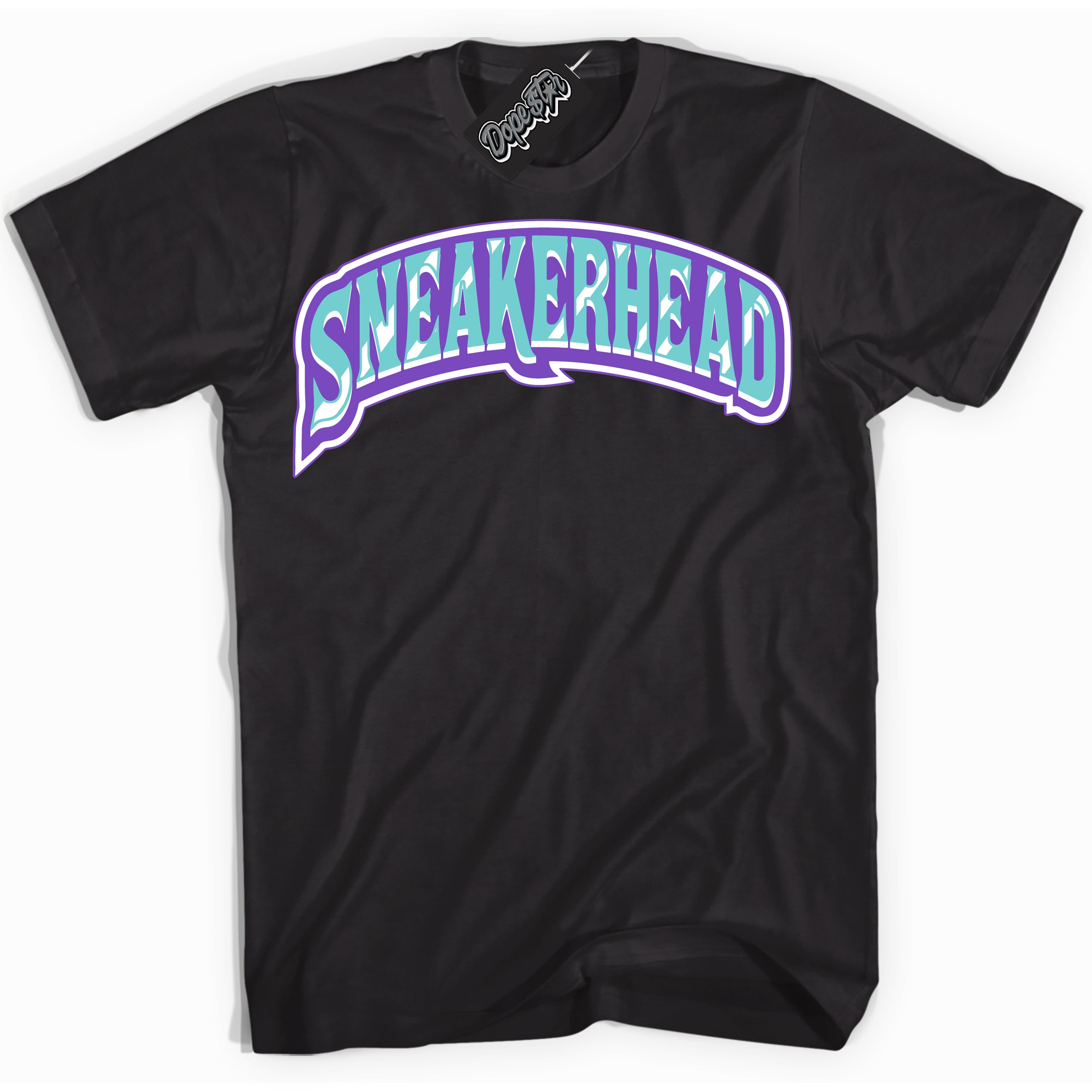 Cool Black Shirt with “Sneakerhead” design that perfectly matches the Psychic Purple Hyper Jade 1s Jordans.