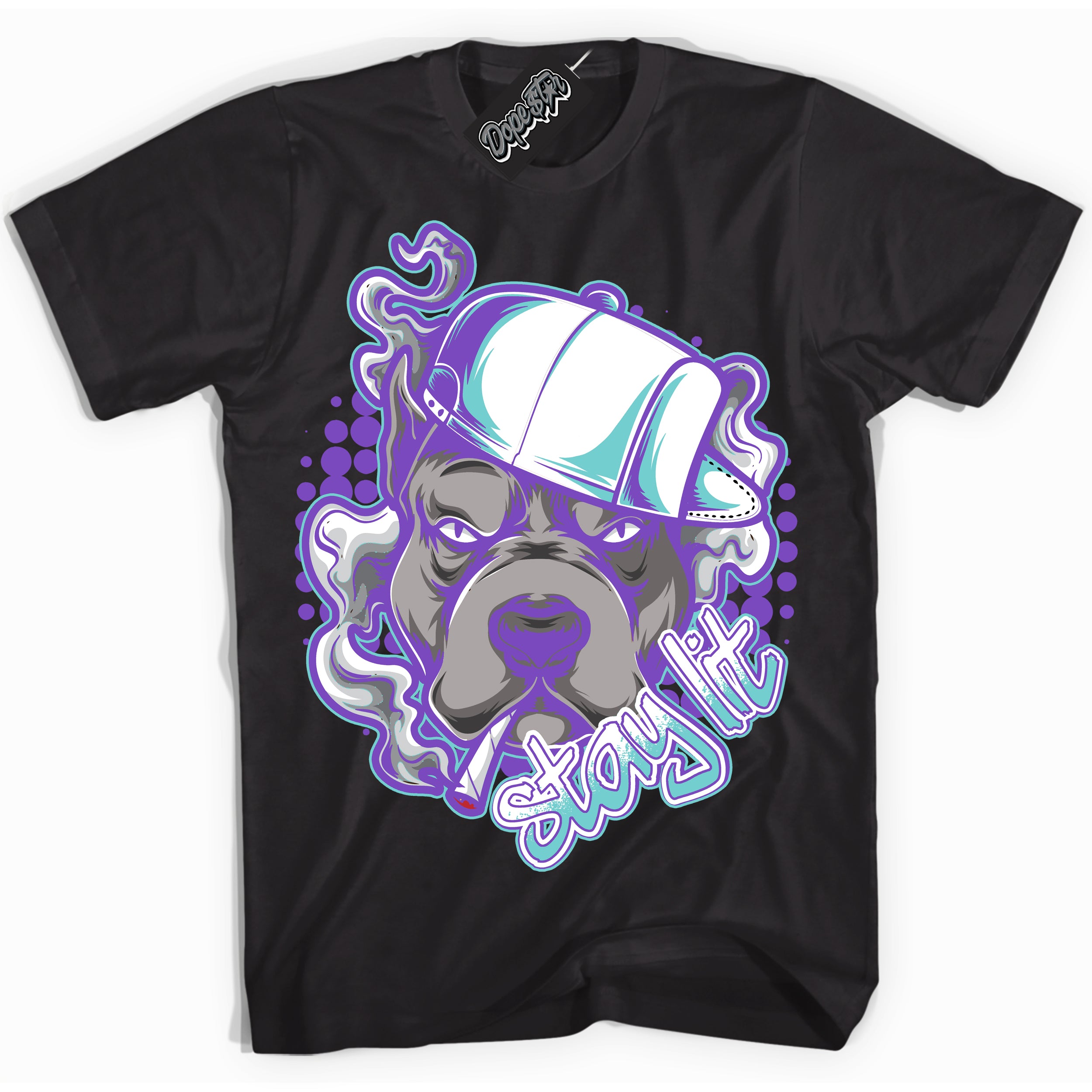 Cool Black Shirt with “Stay Lit” design that perfectly matches the Psychic Purple Hyper Jade 1s Jordans.