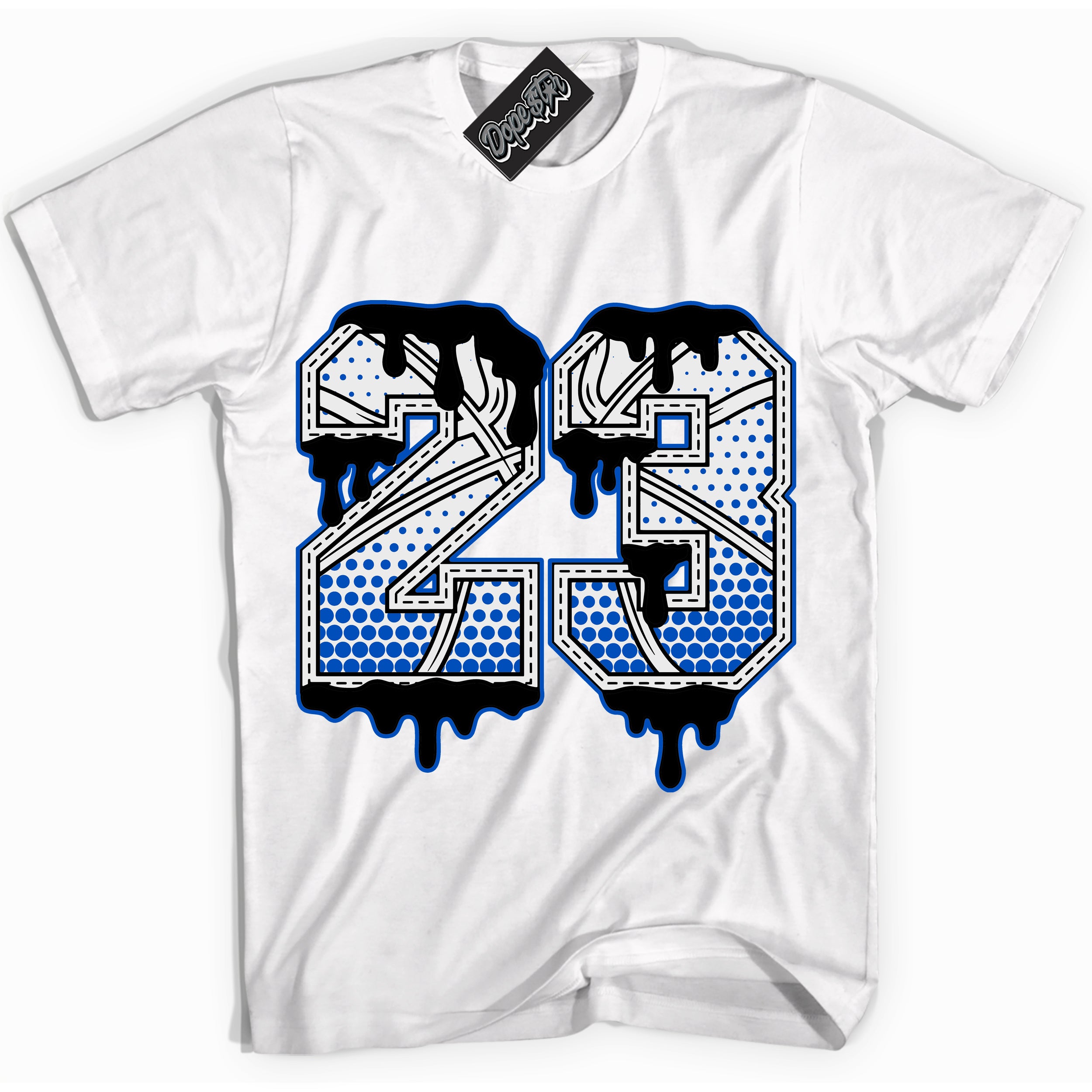 Cool White Shirt with “ 23 Ball” design that perfectly matches Quai 54 1s Sneakers.