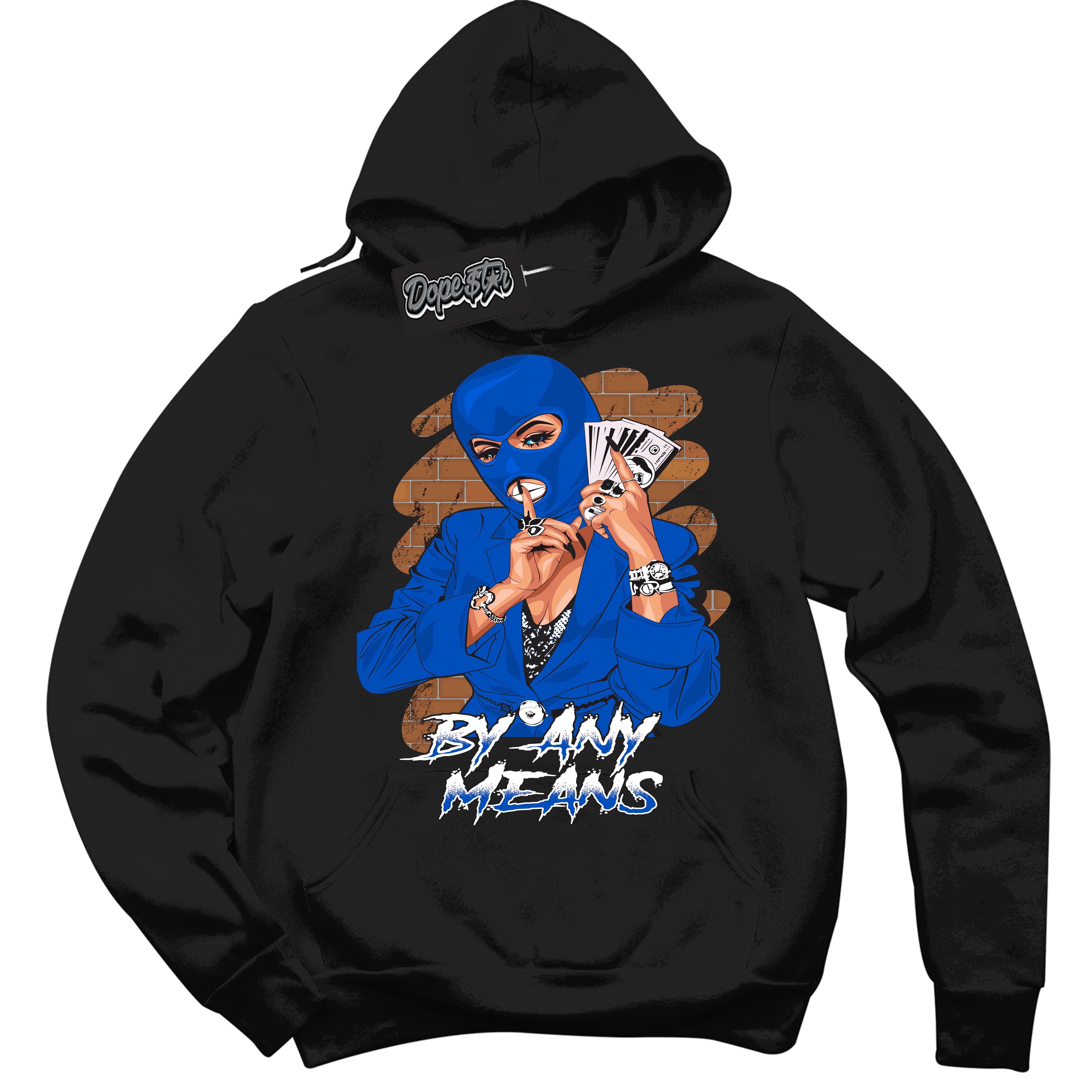 Cool Black Hoodie with “ By Any Means ”  design that Perfectly Matches Quai 54 1s Sneakers.