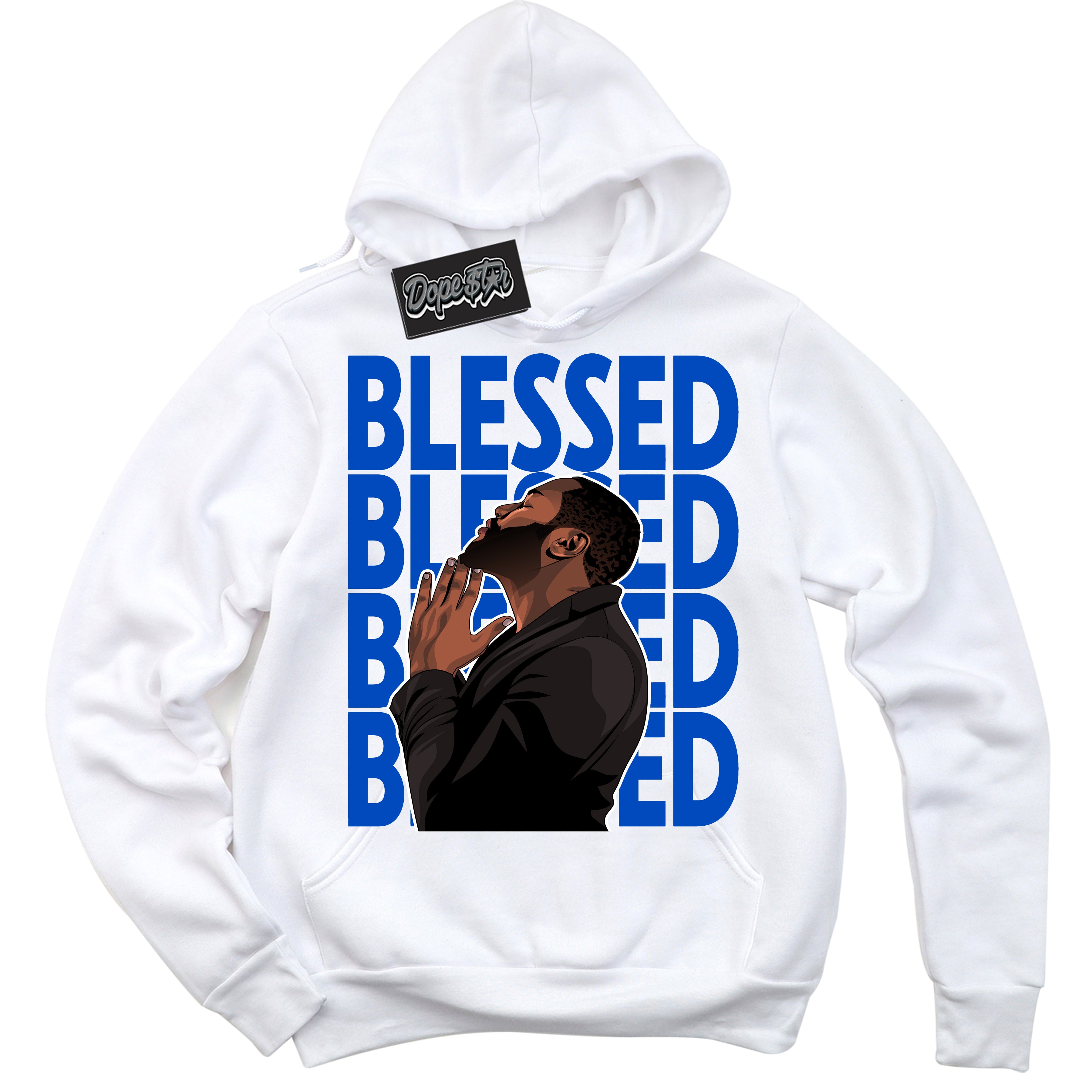 Cool White Hoodie with “ God Blessed ”  design that Perfectly Matches Quai 54 1s Sneakers.