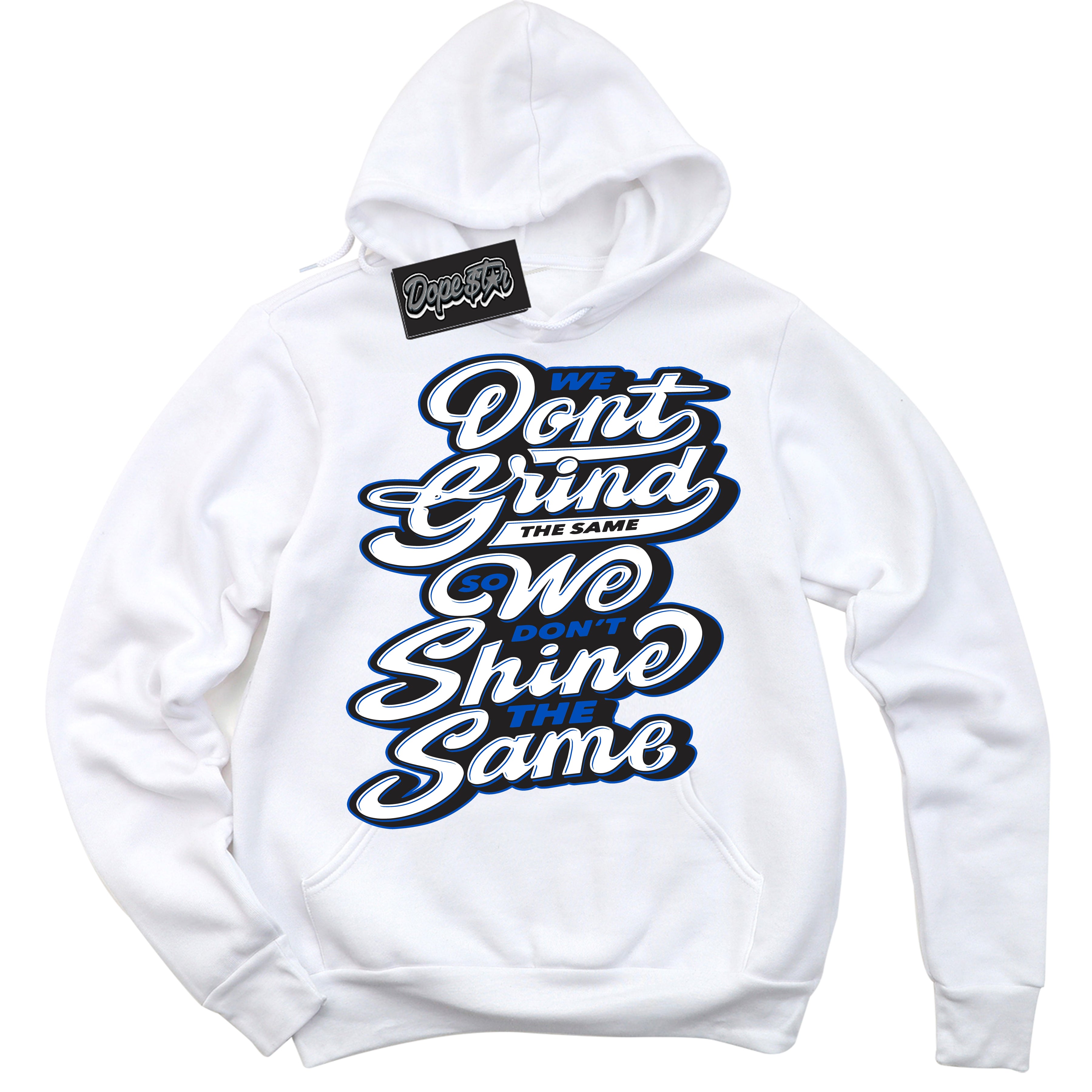 Cool White Hoodie with “ Grind Shine ”  design that Perfectly Matches Quai 54 1s Sneakers.