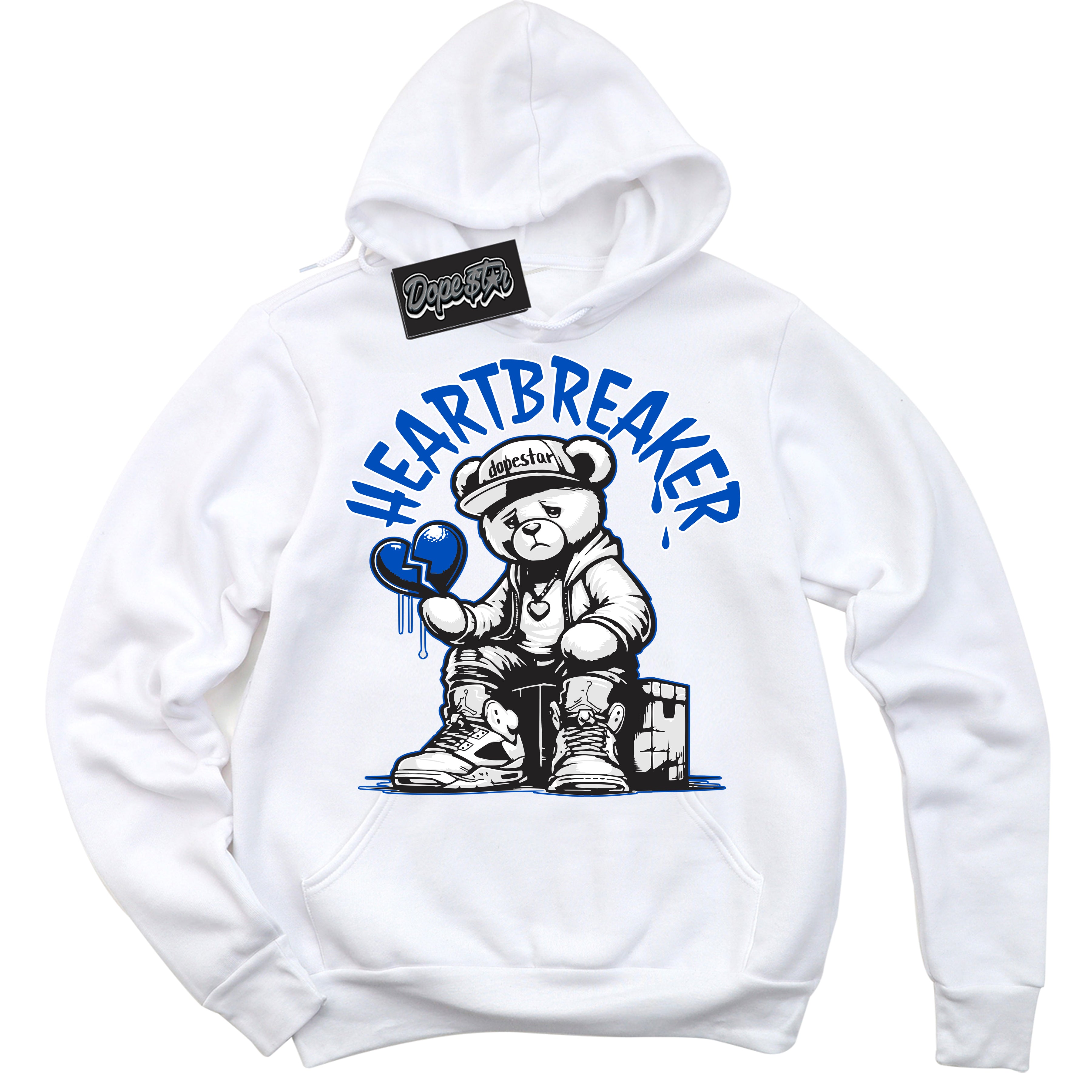 Cool White Hoodie with “ Heartbreaker Bear ”  design that Perfectly Matches Quai 54 1s Sneakers.