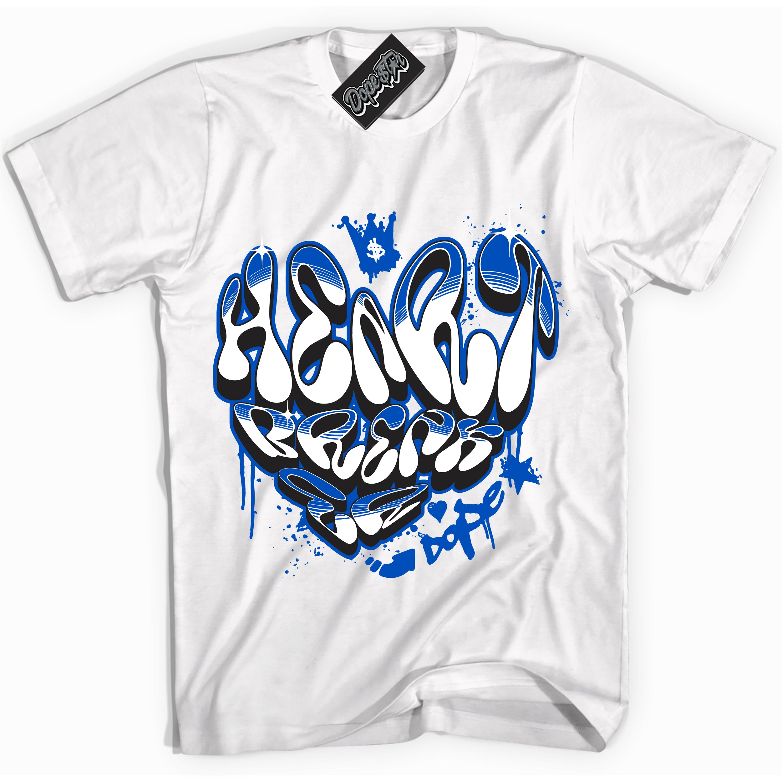 Cool White Shirt with “ Heartbreaker Graffiti” design that perfectly matches Quai 54 1s Sneakers.