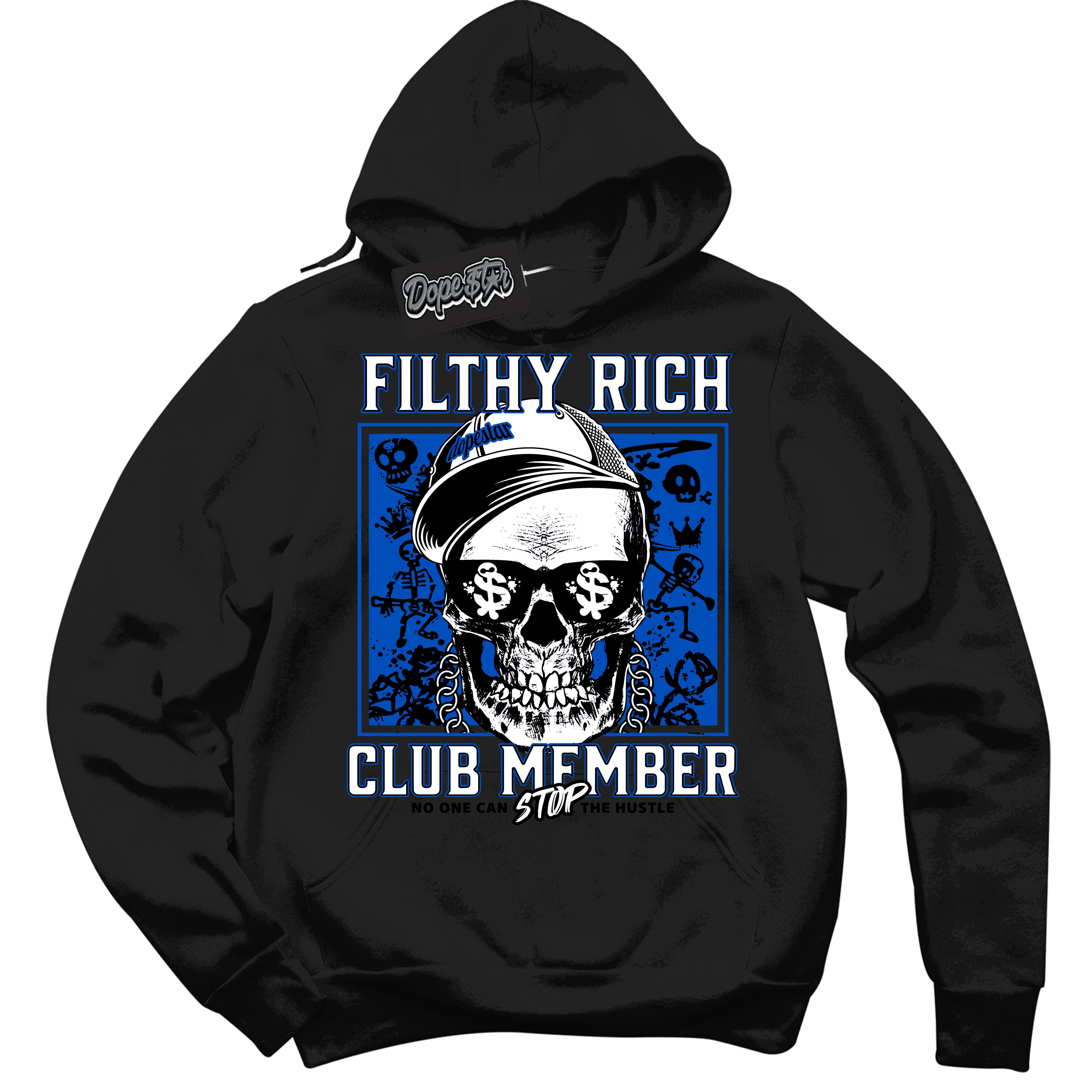 Cool Black Hoodie with “ Filthy Rich ”  design that Perfectly Matches Quai 54 1s Sneakers.