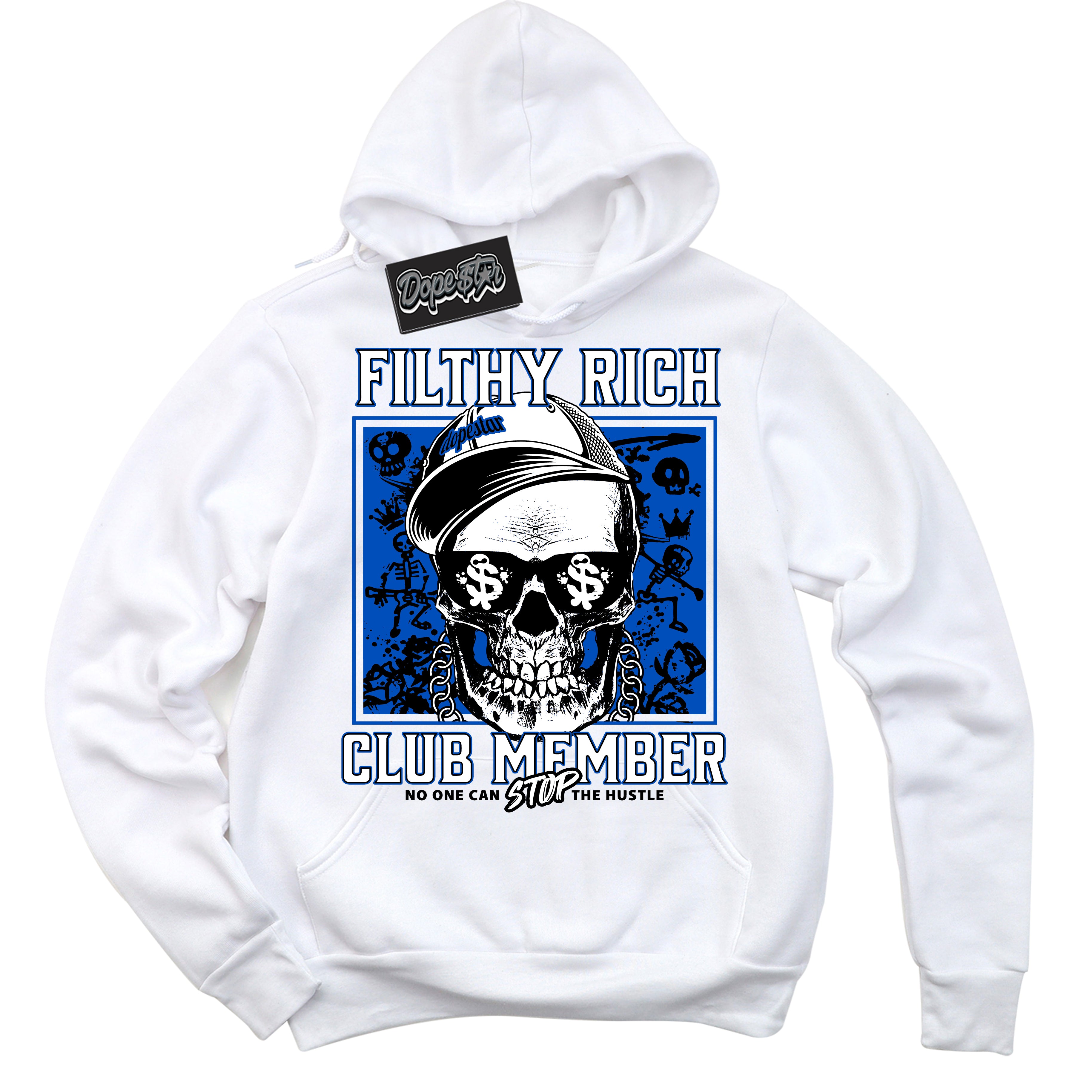 Cool White Hoodie with “ Filthy Rich ”  design that Perfectly Matches Quai 54 1s Sneakers.