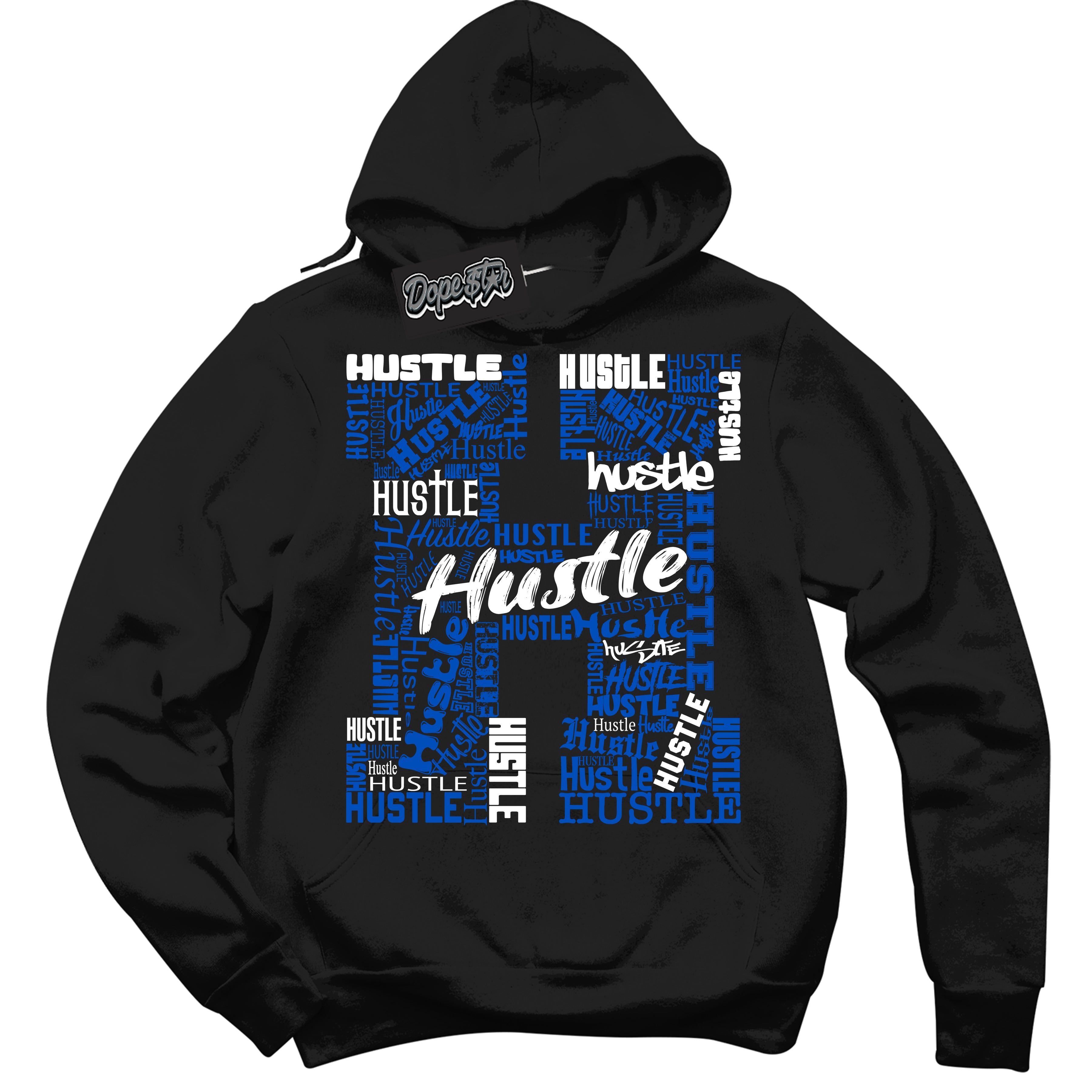 Cool Black Hoodie with “ Hustle H ”  design that Perfectly Matches Quai 54 1s Sneakers.