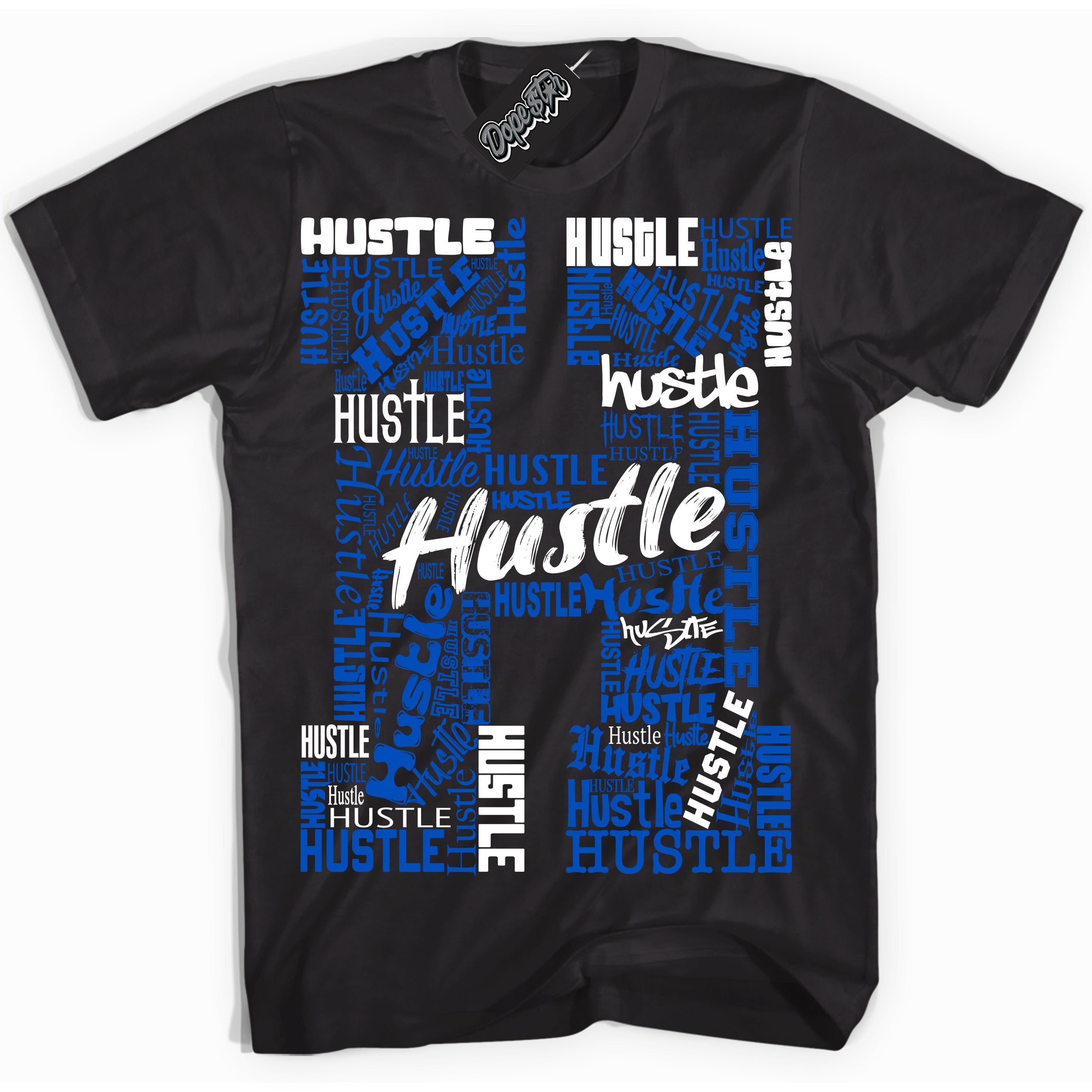 Cool Black Shirt with “ Hustle H” design that perfectly matches Quai 54 1s Sneakers.