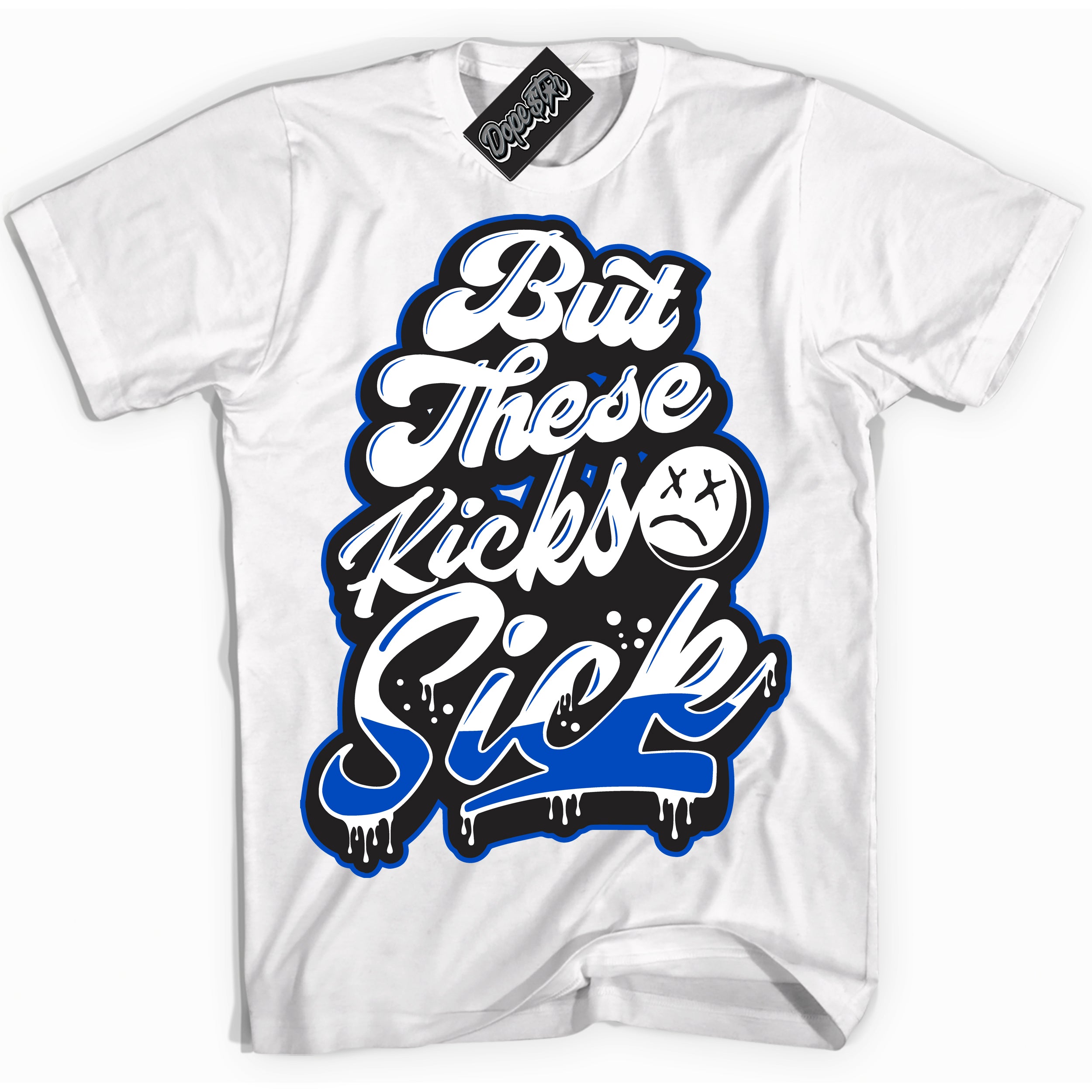 Cool White Shirt with “ Kick Sick” design that perfectly matches Quai 54 1s Sneakers.