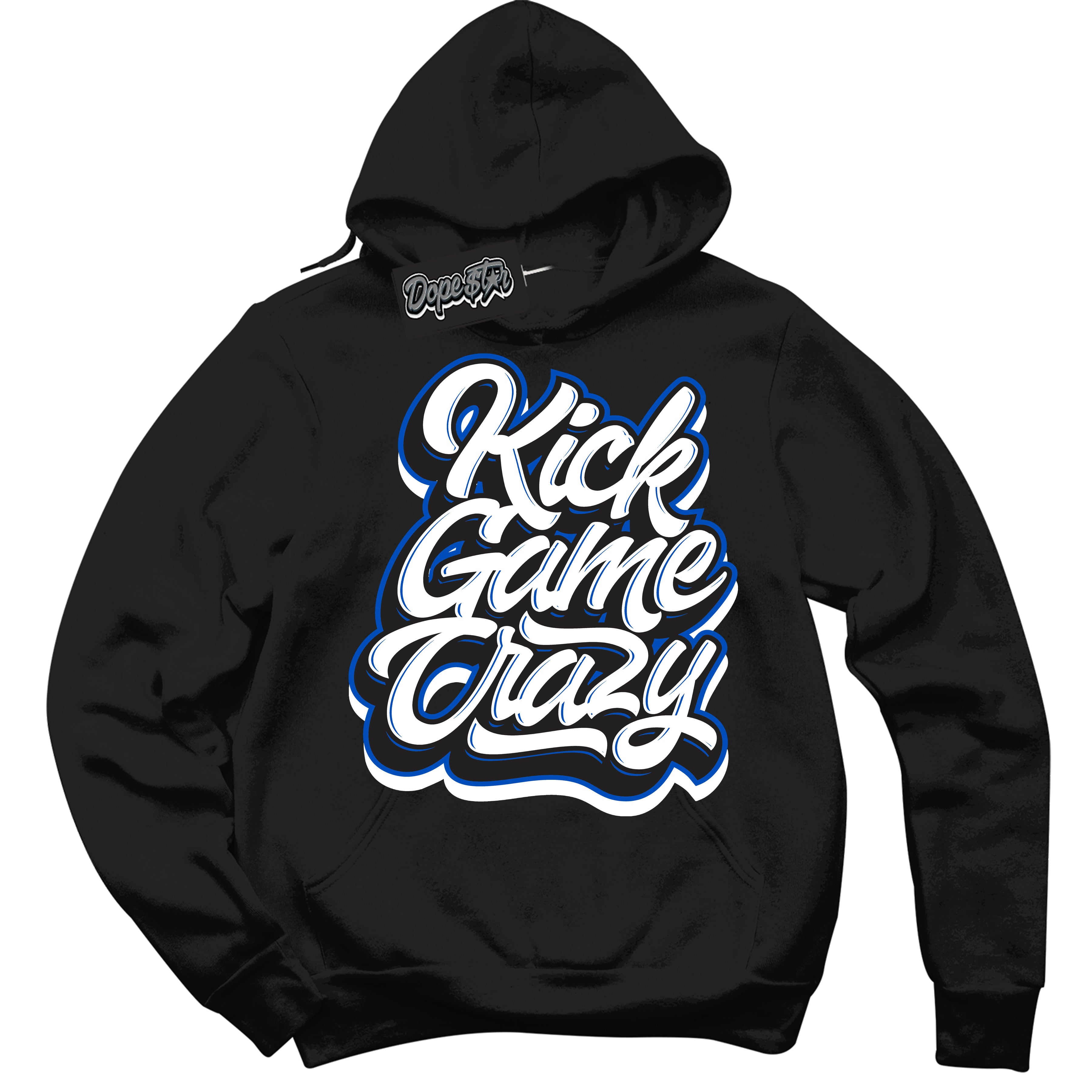 Cool Black Hoodie with “ Kick Game Crazy ”  design that Perfectly Matches Quai 54 1s Sneakers.