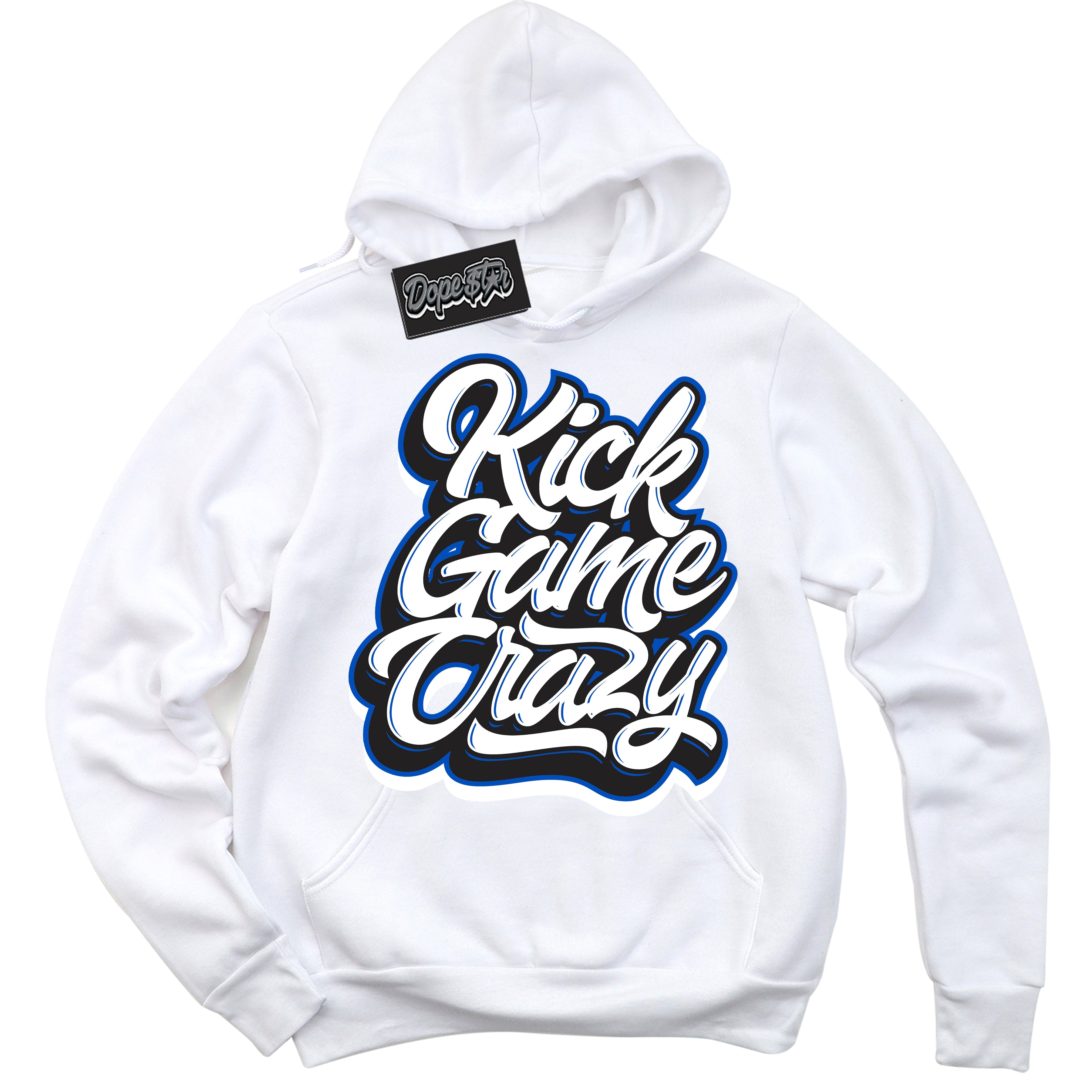 Cool White Hoodie with “ Kick Game Crazy ”  design that Perfectly Matches Quai 54 1s Sneakers.