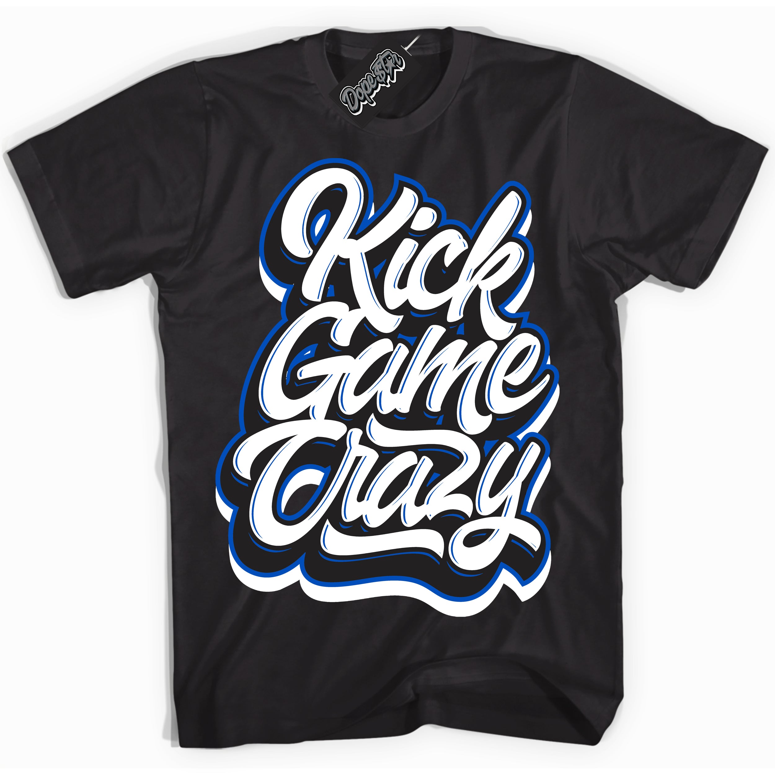 Cool Black Shirt with “ Kick Game Crazy” design that perfectly matches Quai 54 1s Sneakers.