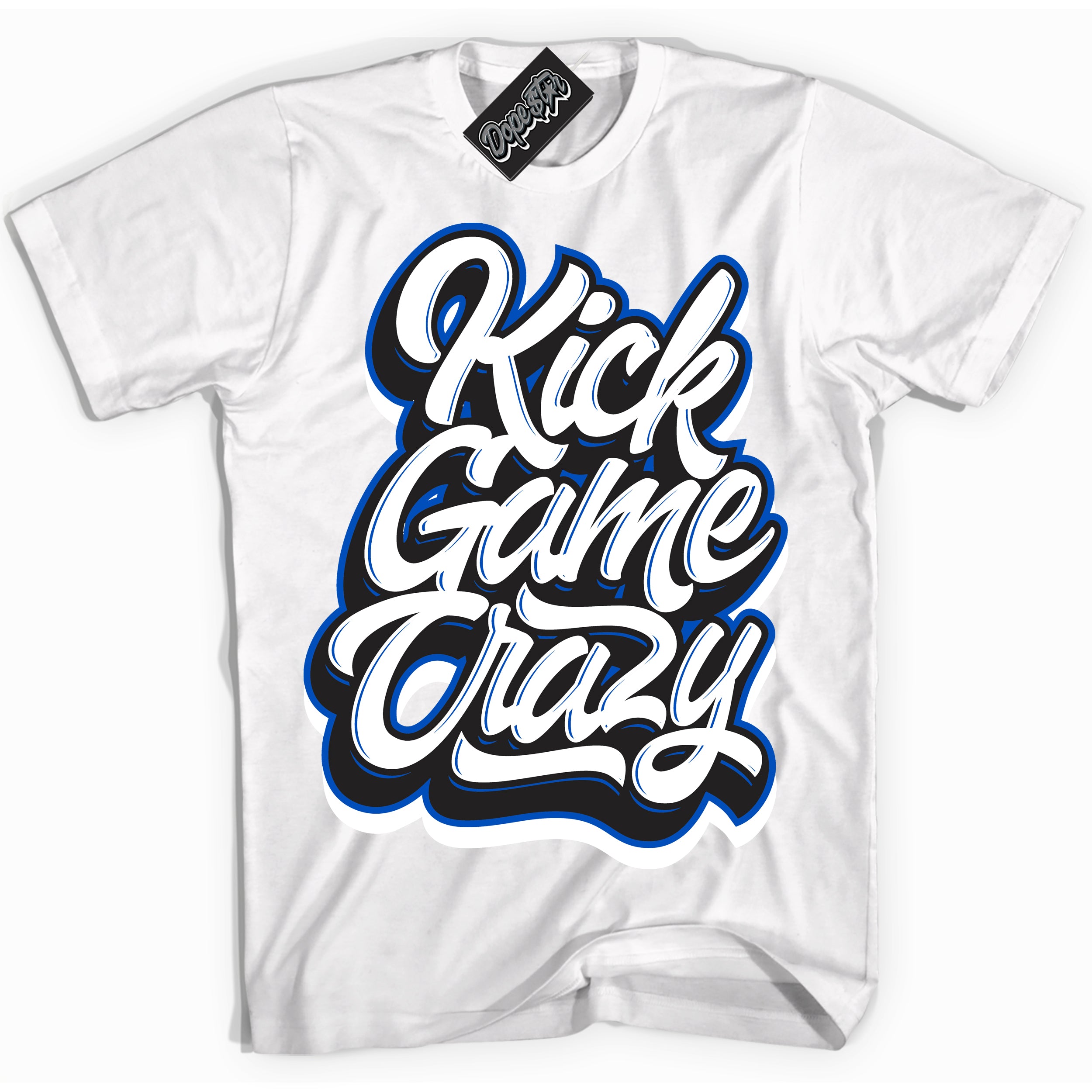 Cool White Shirt with “ Kick Game Crazy” design that perfectly matches Quai 54 1s Sneakers.