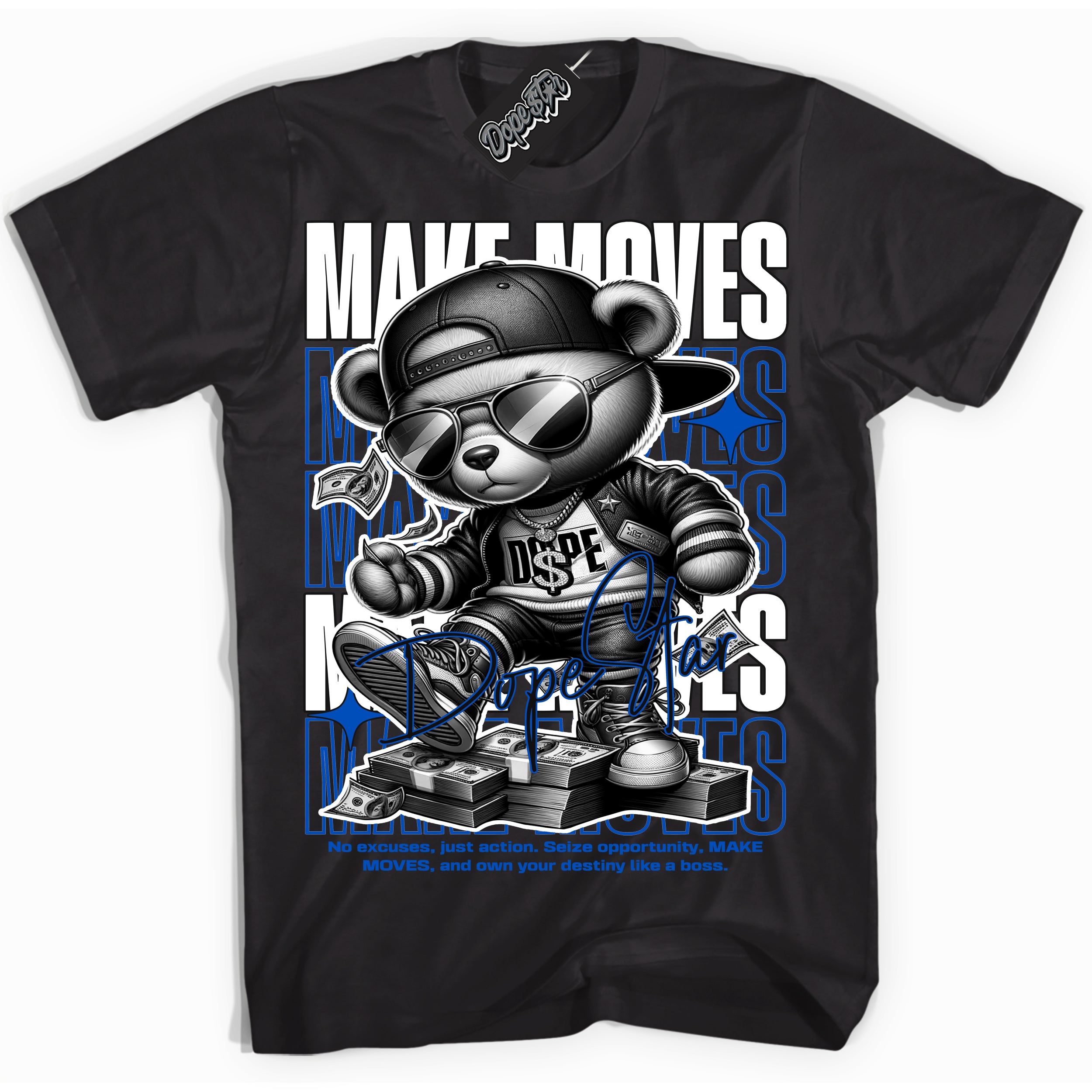 Cool Black Shirt with “ Makin Moves” design that perfectly matches Quai 54 1s Sneakers.