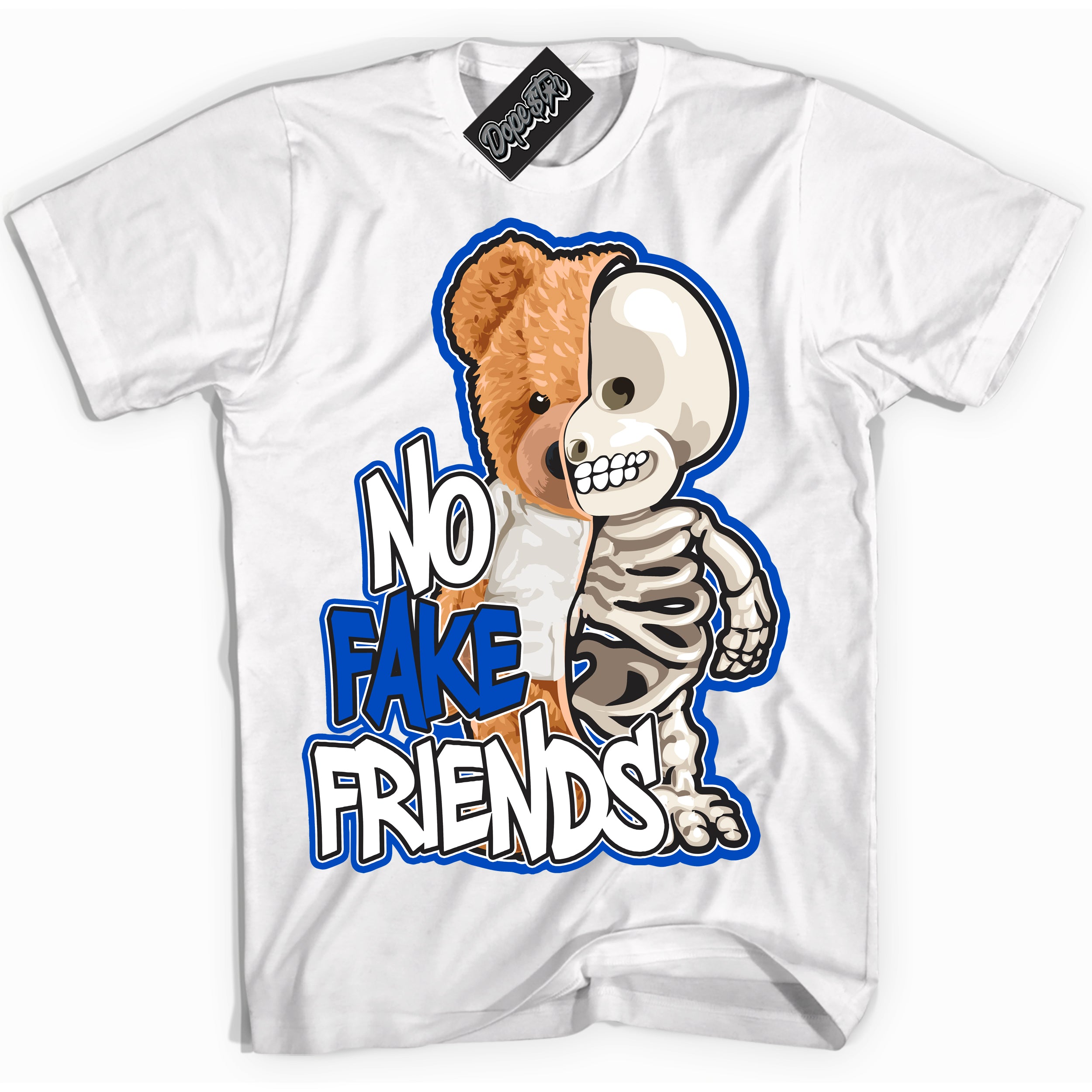 Cool White Shirt with “ No Fake Friends” design that perfectly matches Quai 54 1s Sneakers.