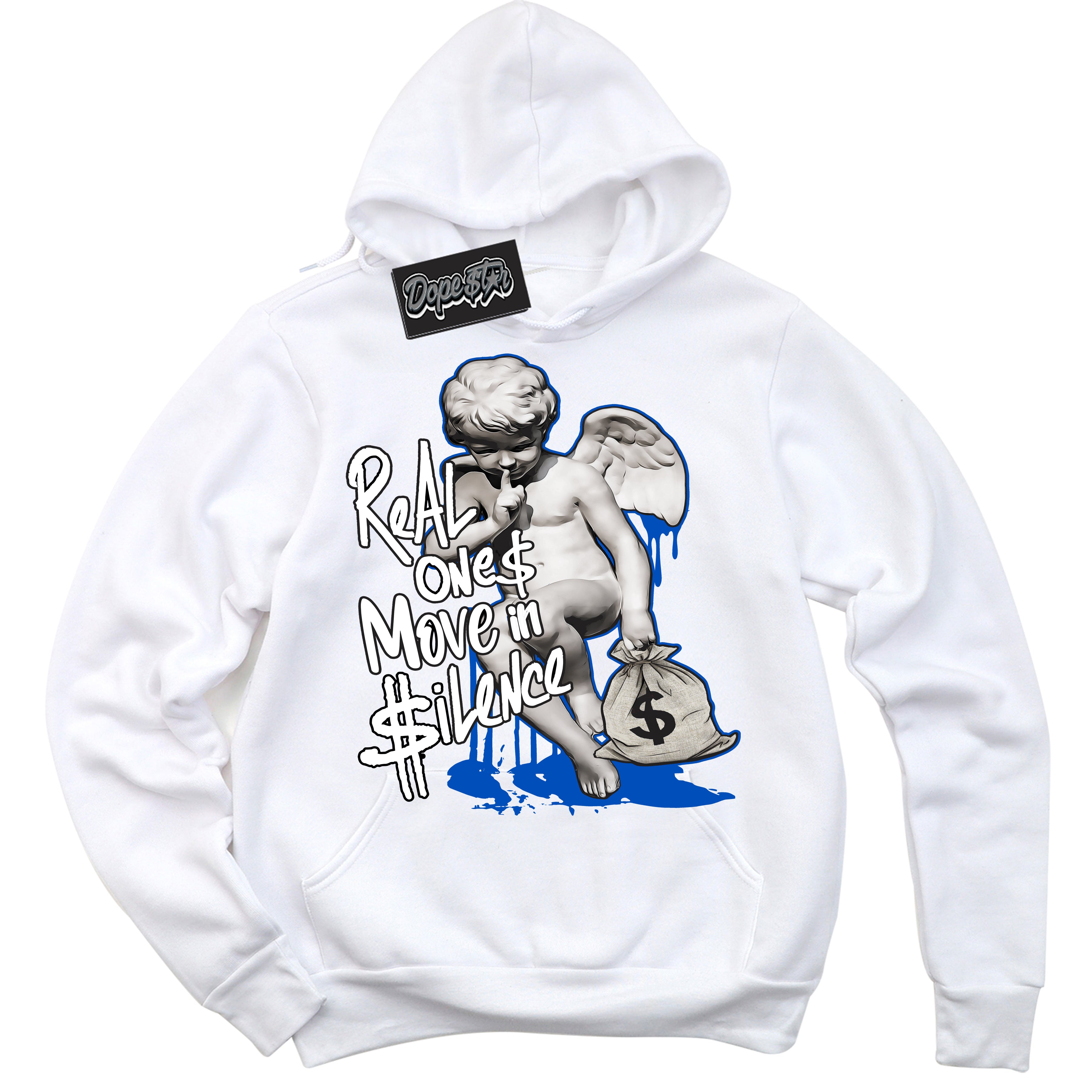 Cool White Hoodie with “ Real Ones Cherub ”  design that Perfectly Matches Quai 54 1s Sneakers.