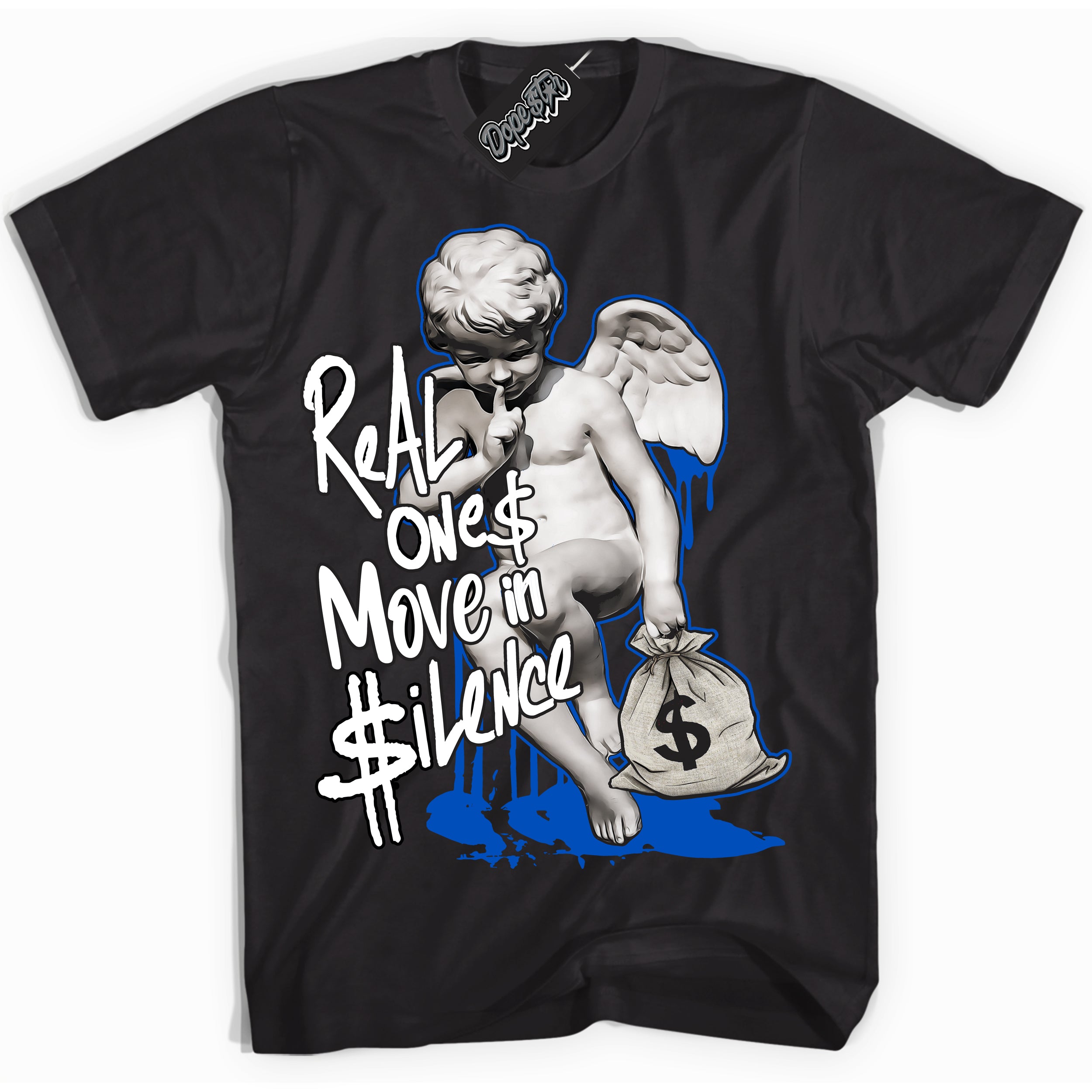 Cool Black Shirt with “ Real Ones Cherub” design that perfectly matches Quai 54 1s Sneakers.