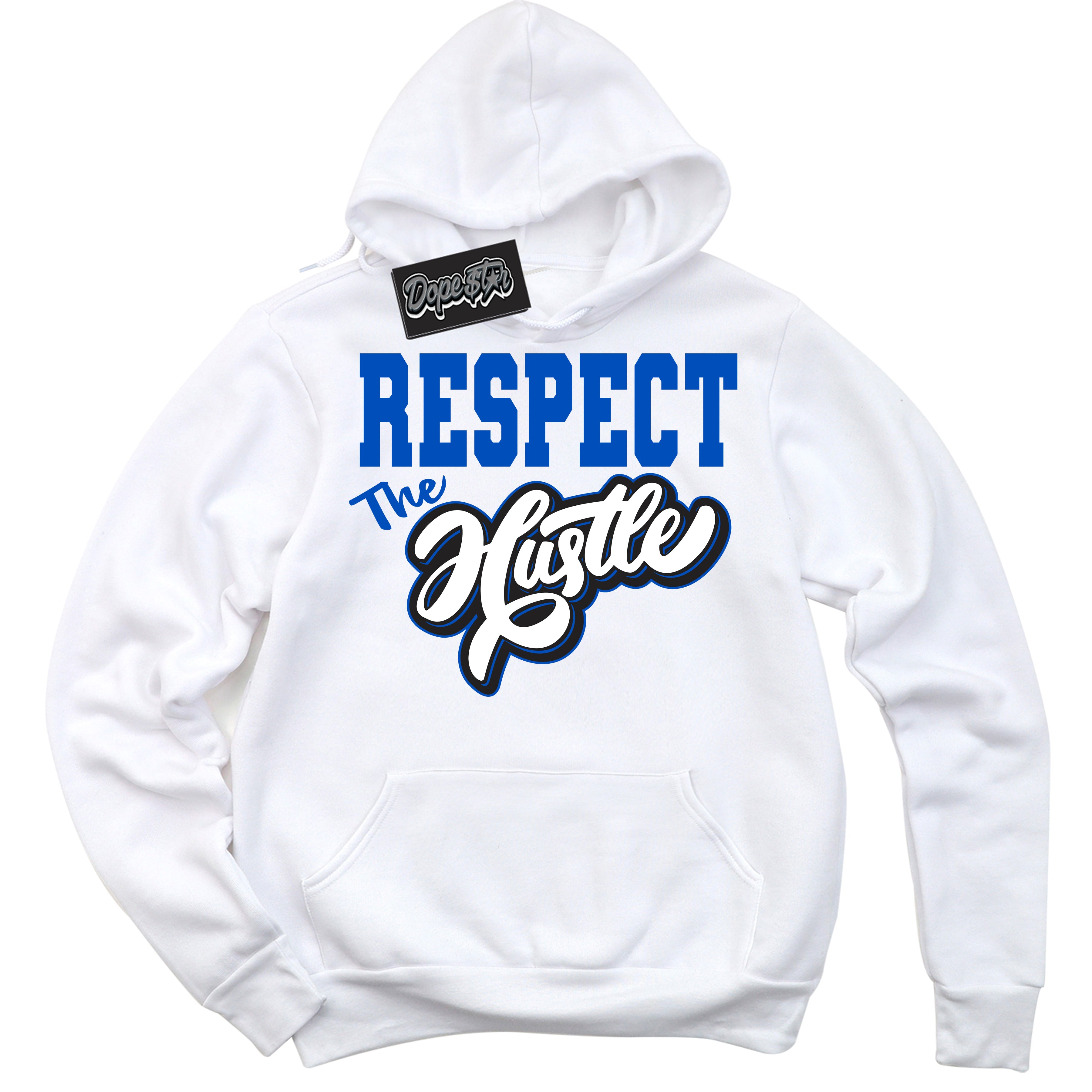 Cool White Hoodie with “ Respect The Hustle ”  design that Perfectly Matches Quai 54 1s Sneakers.