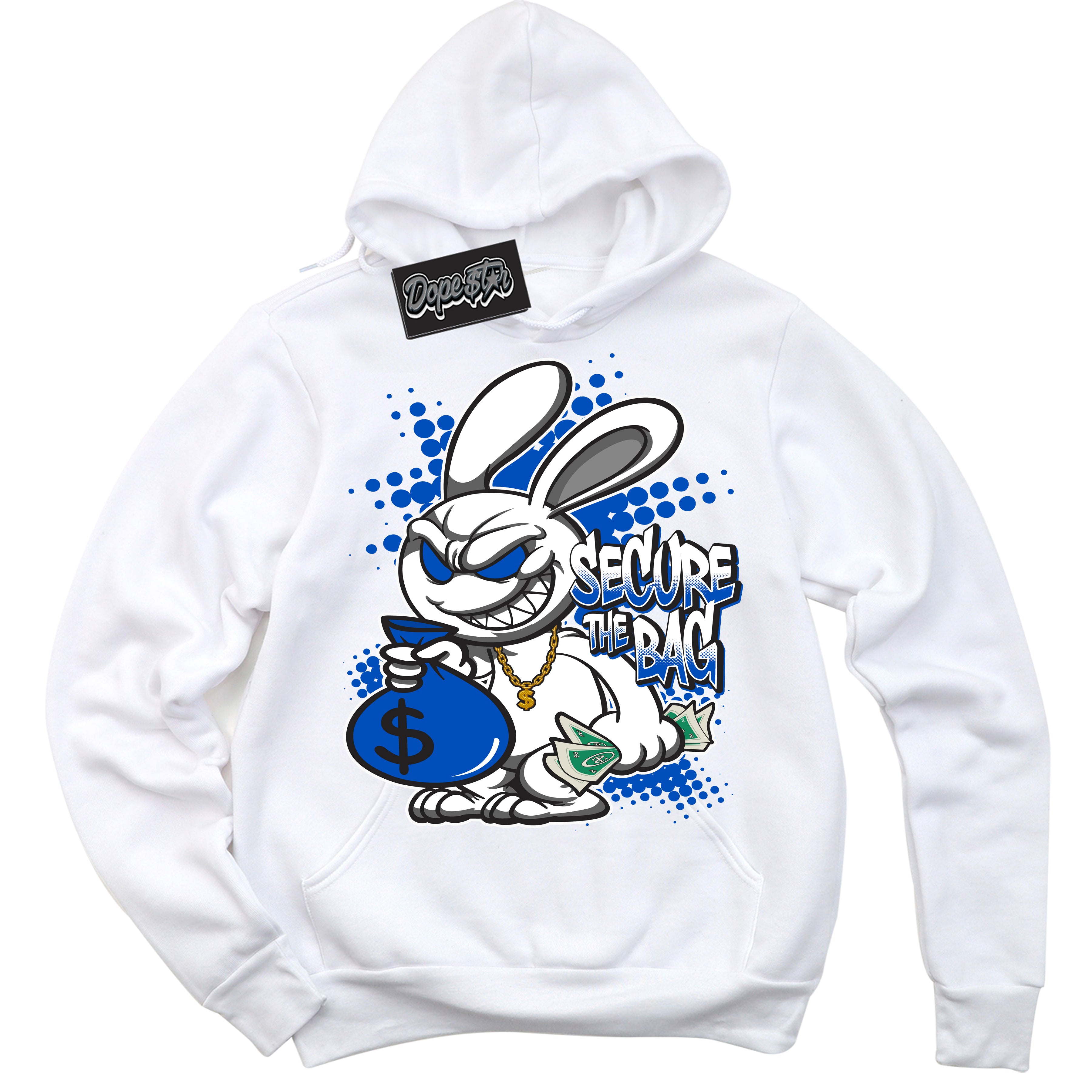 Cool White Hoodie with “ Secure The Bag ”  design that Perfectly Matches Quai 54 1s Sneakers.