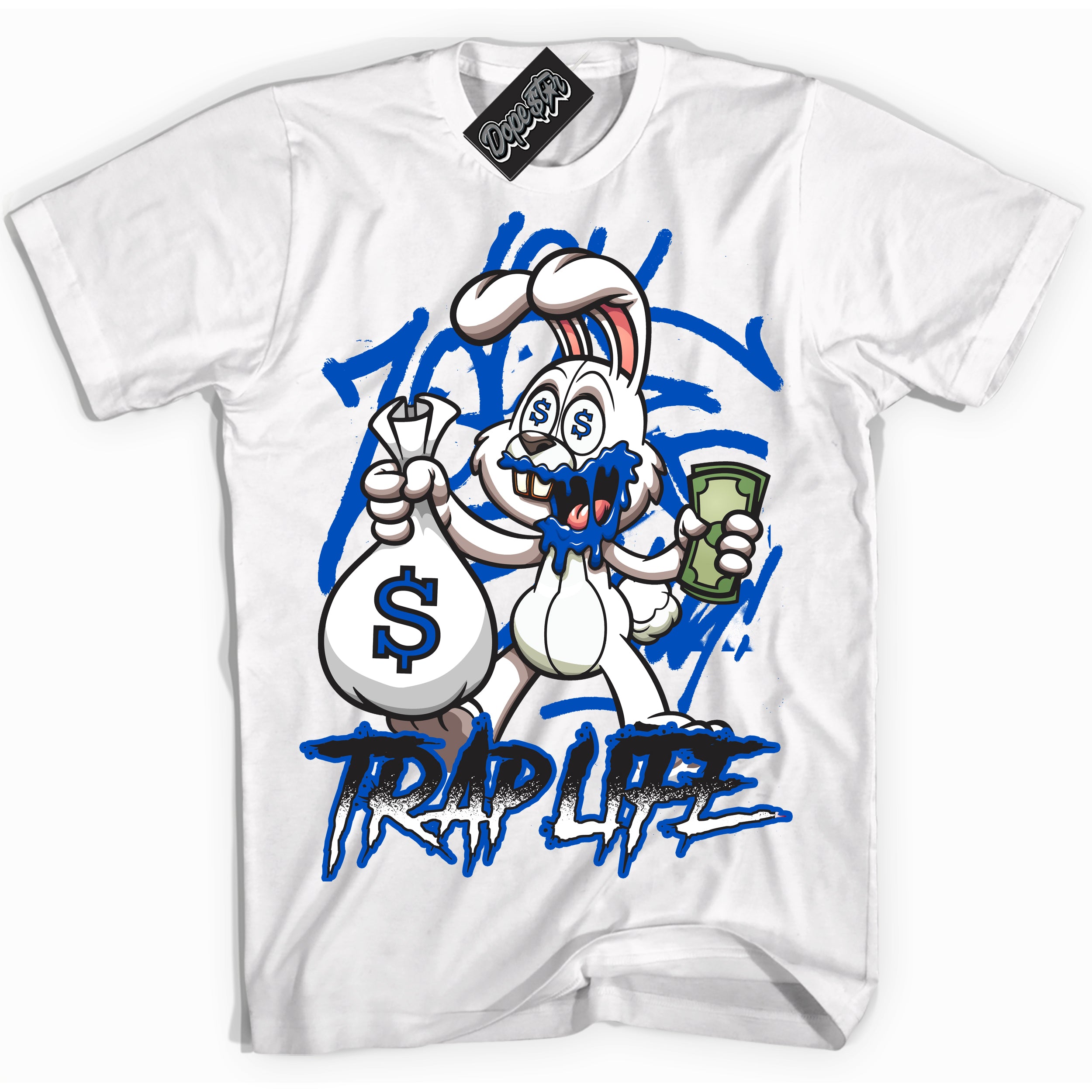 Cool White Shirt with “ Trap Rabbit” design that perfectly matches Quai 54 1s Sneakers.