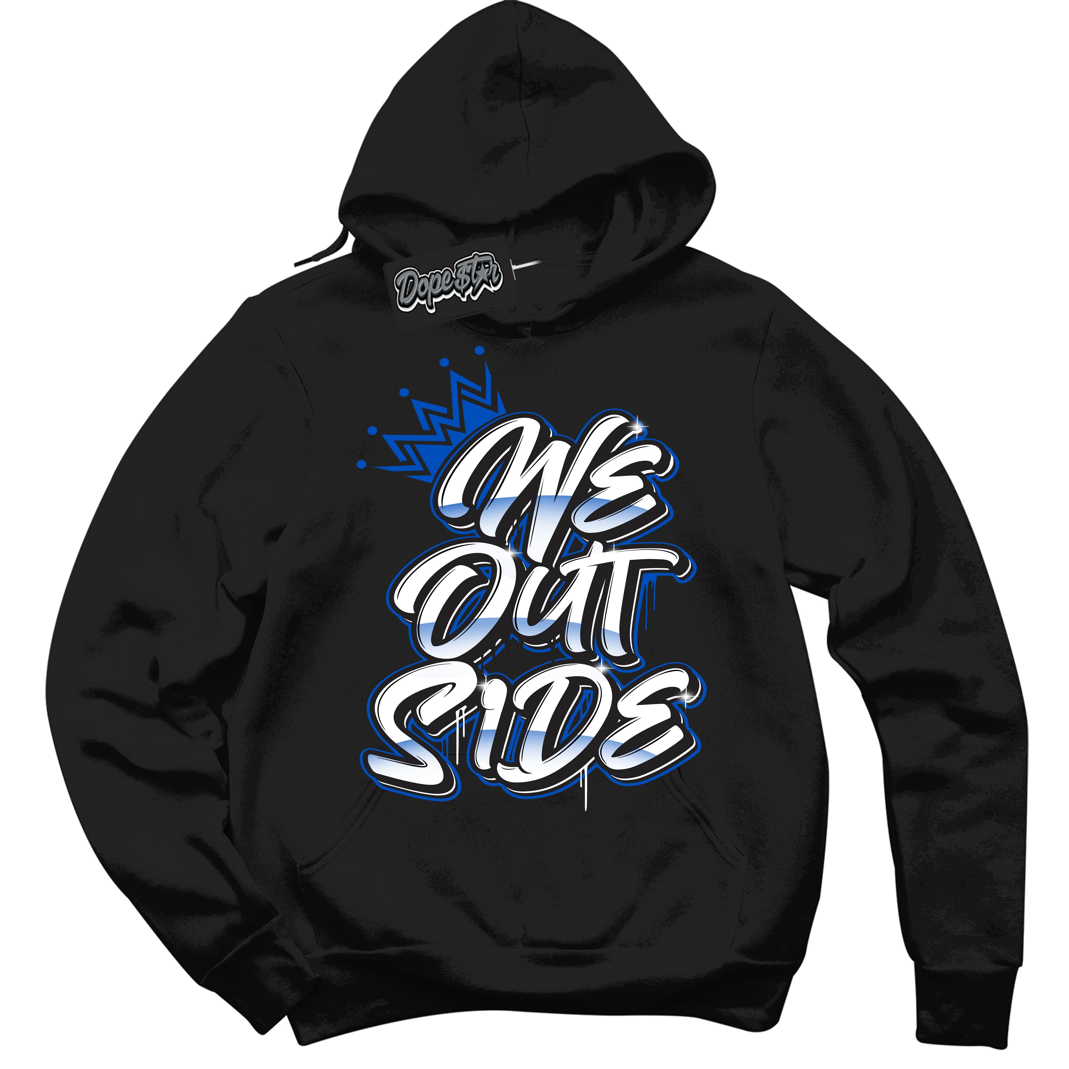 Cool Black Hoodie with “ We Outside ”  design that Perfectly Matches Quai 54 1s Sneakers.