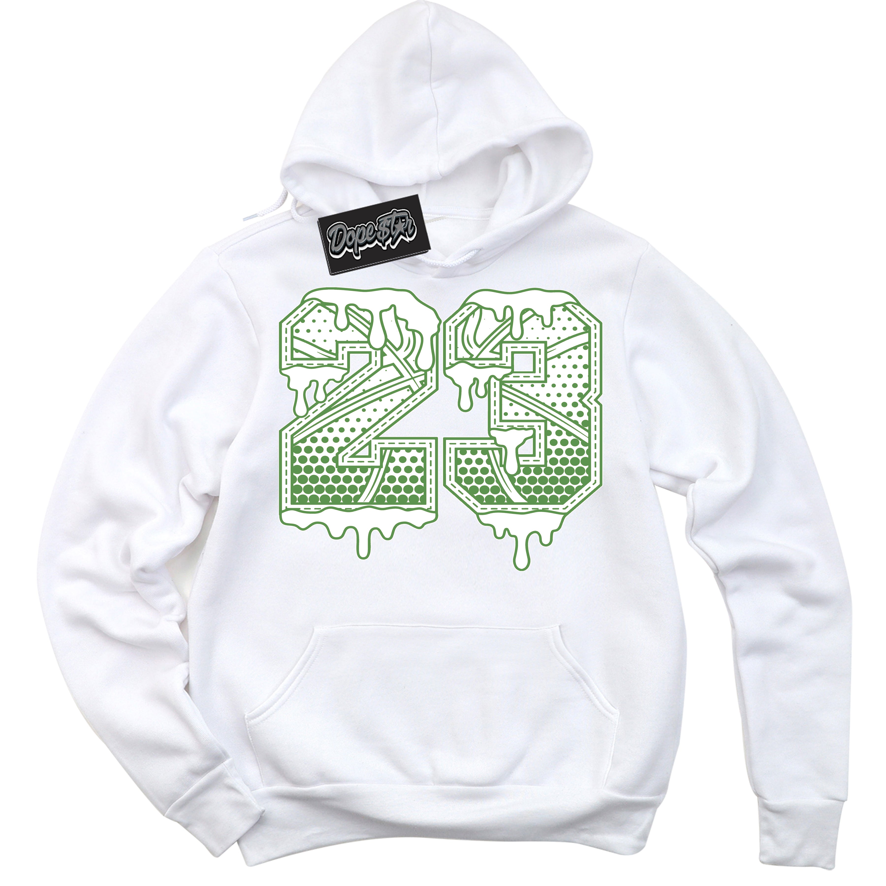 Cool White Hoodie with “ 23 Ball ”  design that Perfectly Matches Chlorophyll 1s Jordans.
