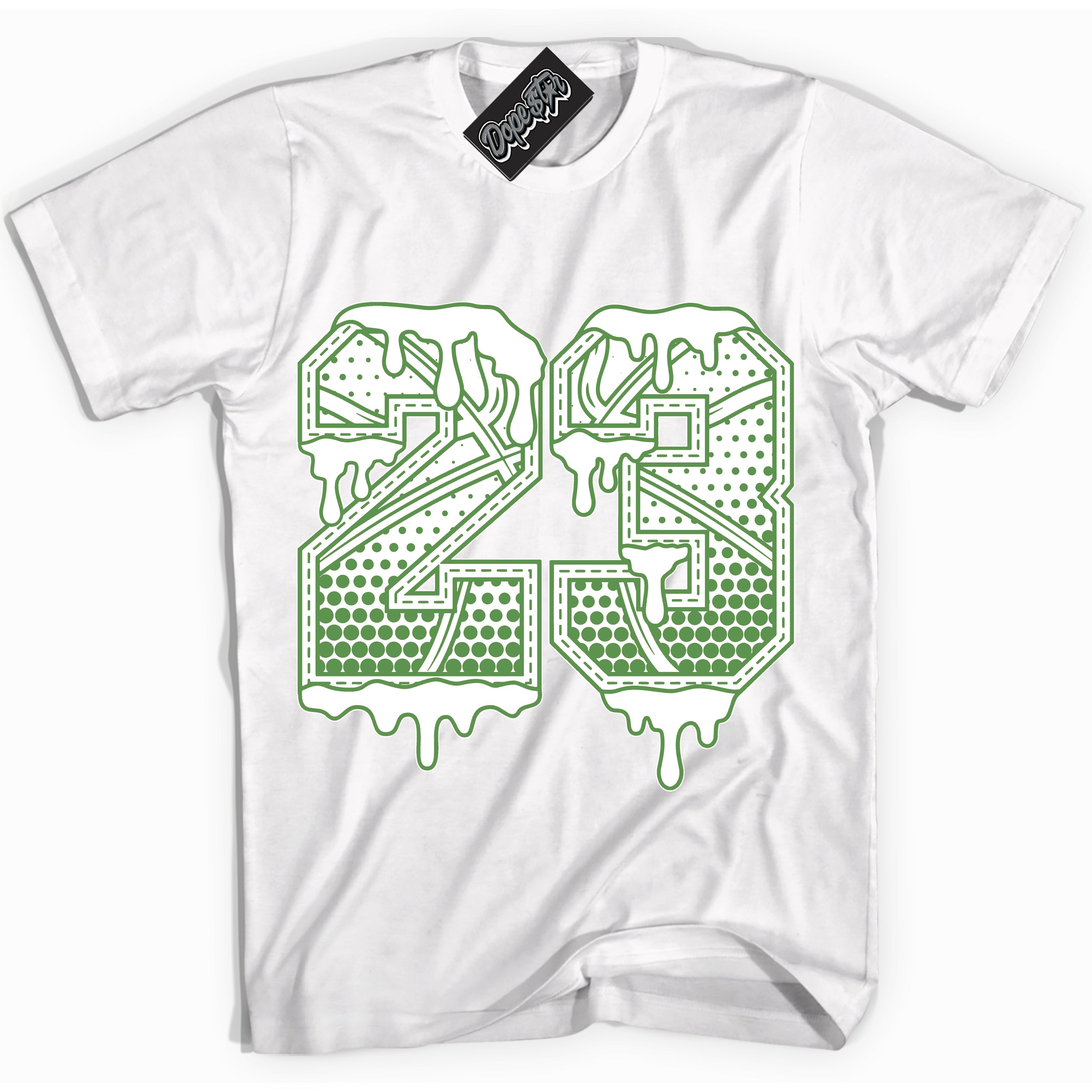 Cool White Shirt with “ 23 Ball ” design that perfectly matches Chlorophyll 1s Jordans.
